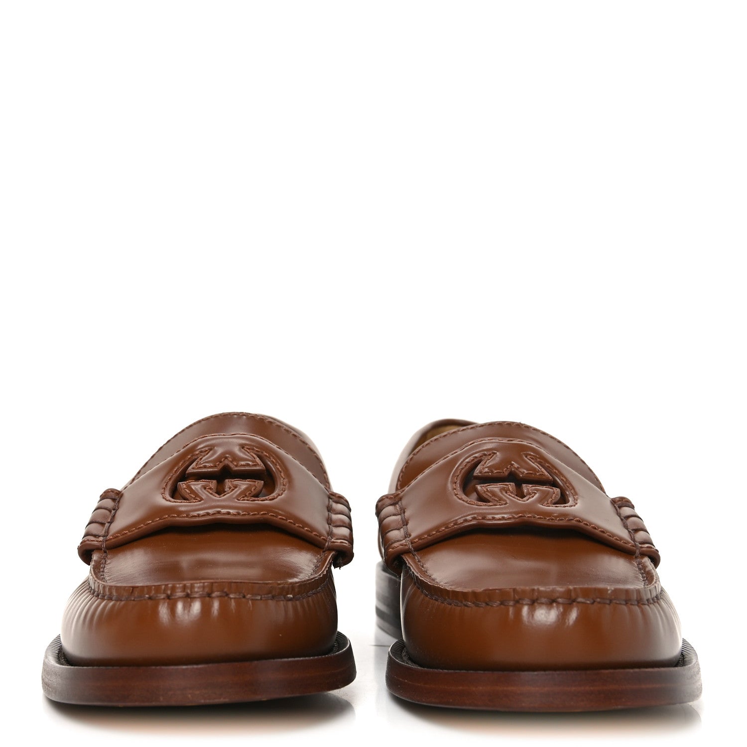 Millennial Ribot Cut Out Interlocking G Loafers 35 Cuir