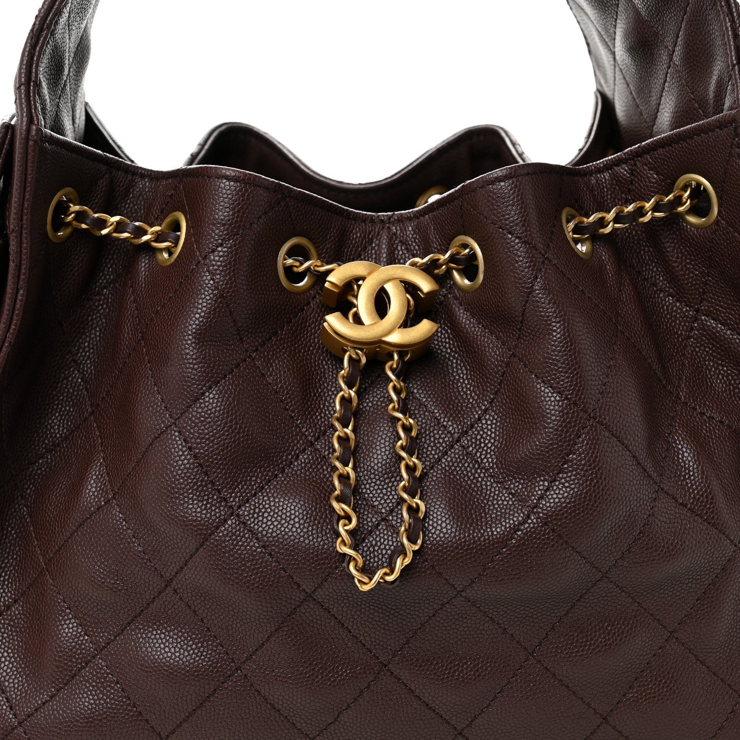 Caviar Quilted Small Chanel 25 Handbag Dark Brown