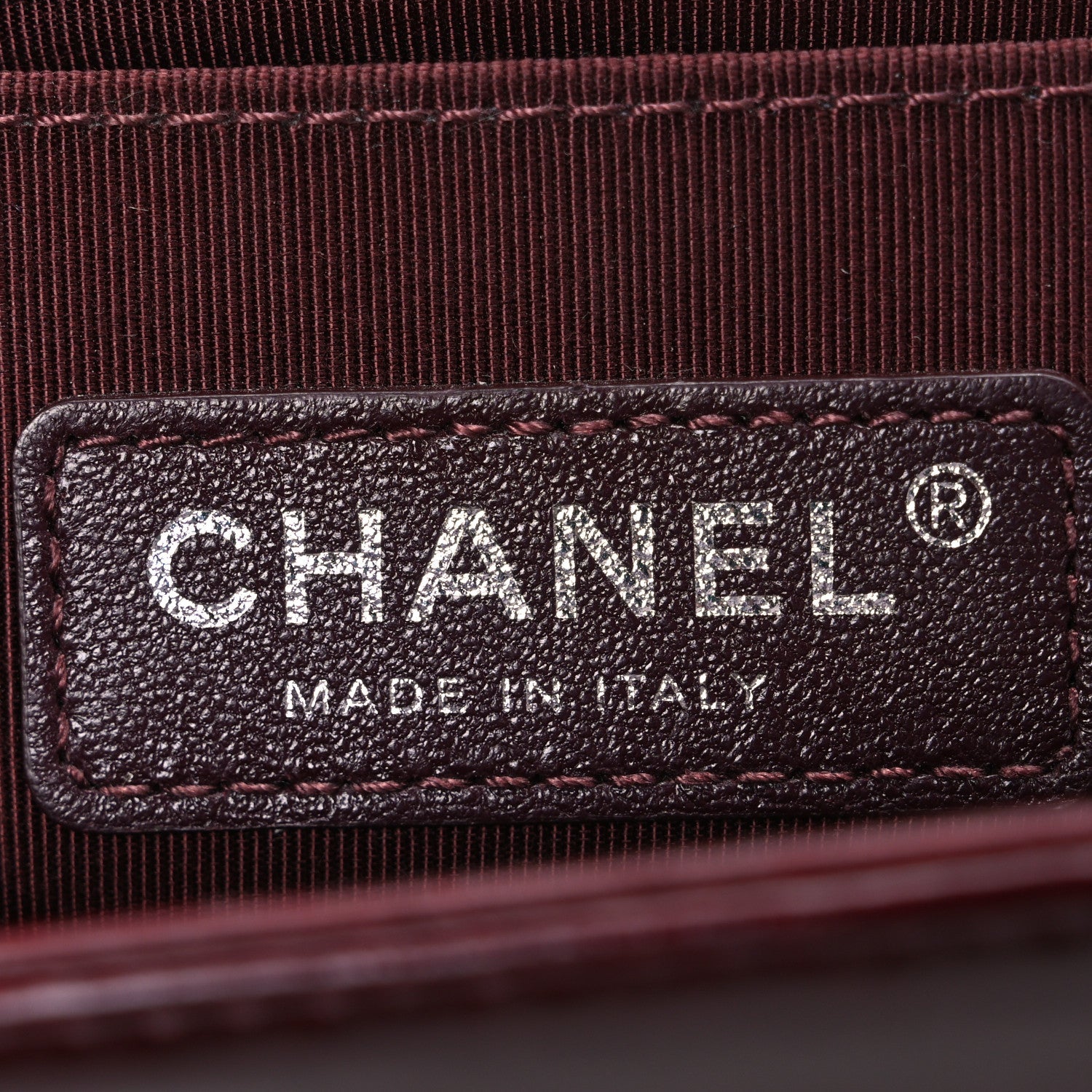 Glazed Calfskin Quilted Small Boy Chained Flap Burgundy