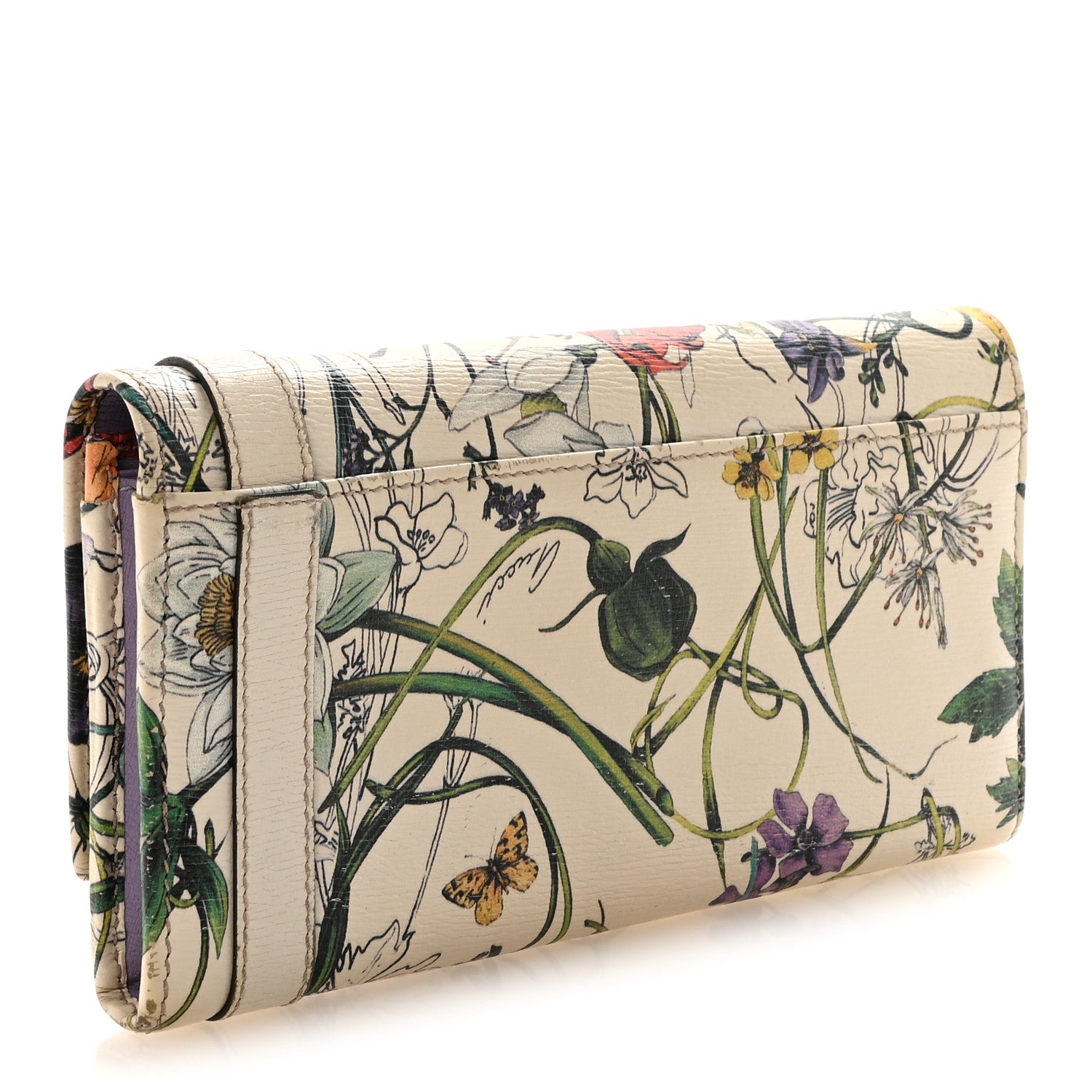 Calfskin Flora Nice Wallet White