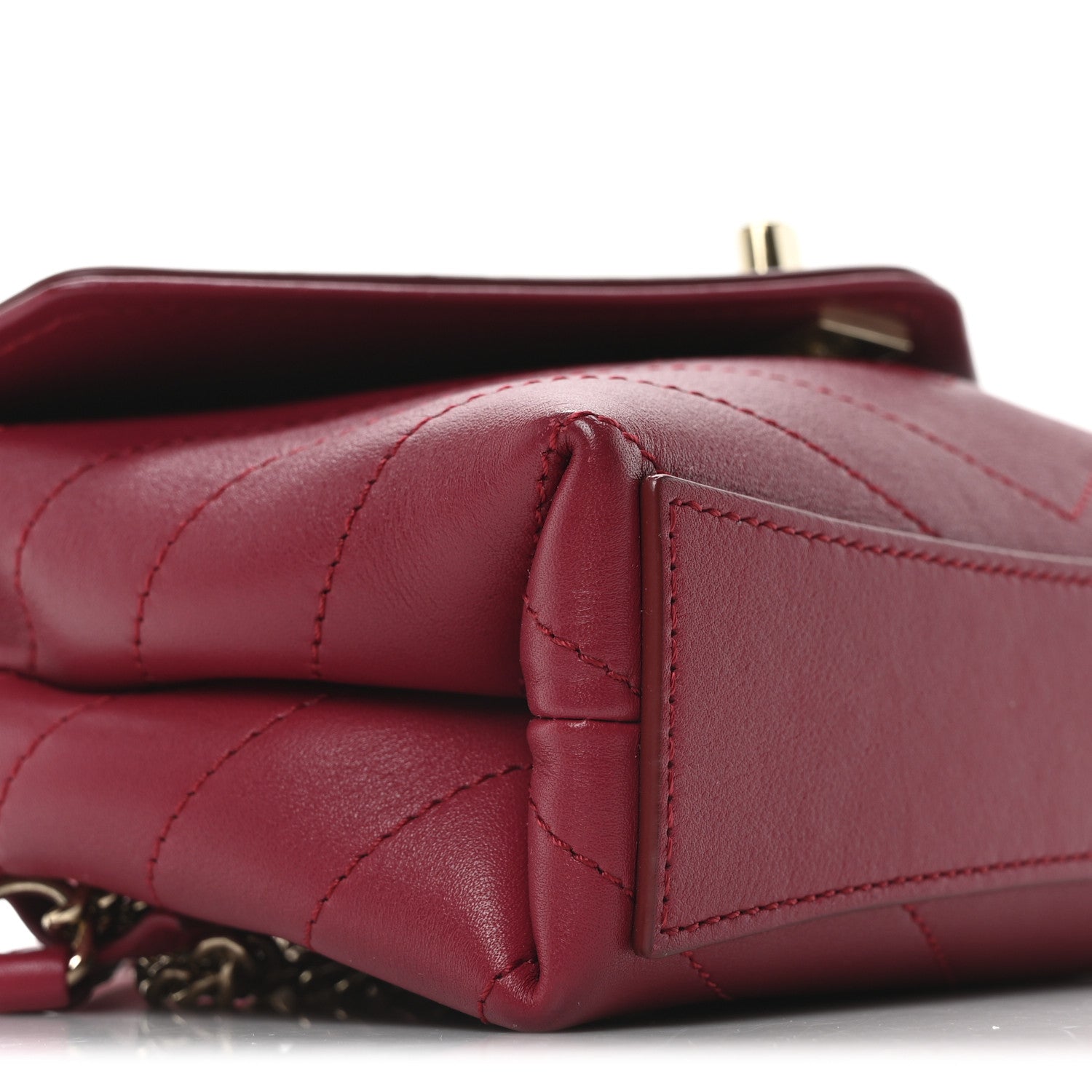 Calfskin Chevron Stitched Coco Waist Bag Red