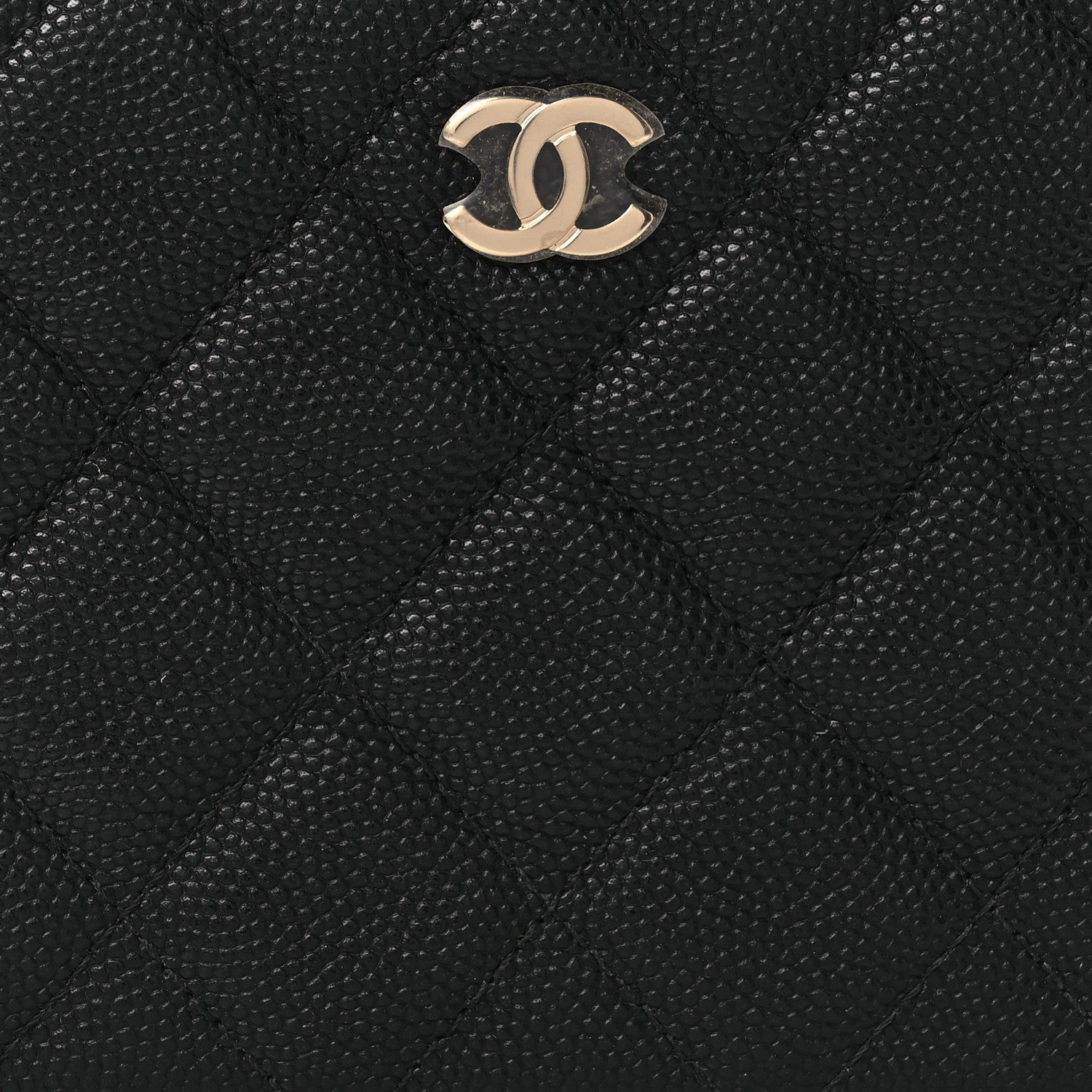 Caviar Quilted Small Curvy Pouch Cosmetic Case Black