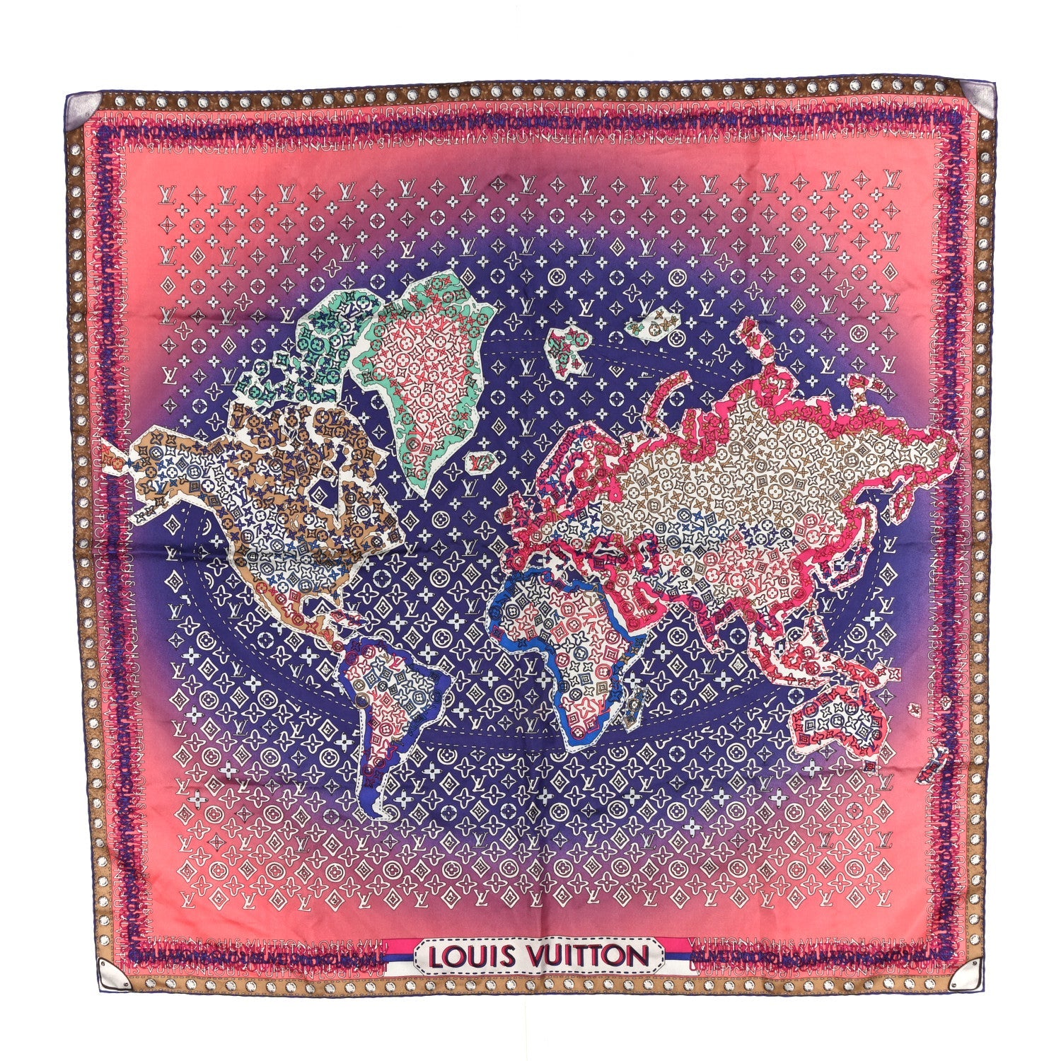 Silk Monogram LV World Square Scarf Multicolor