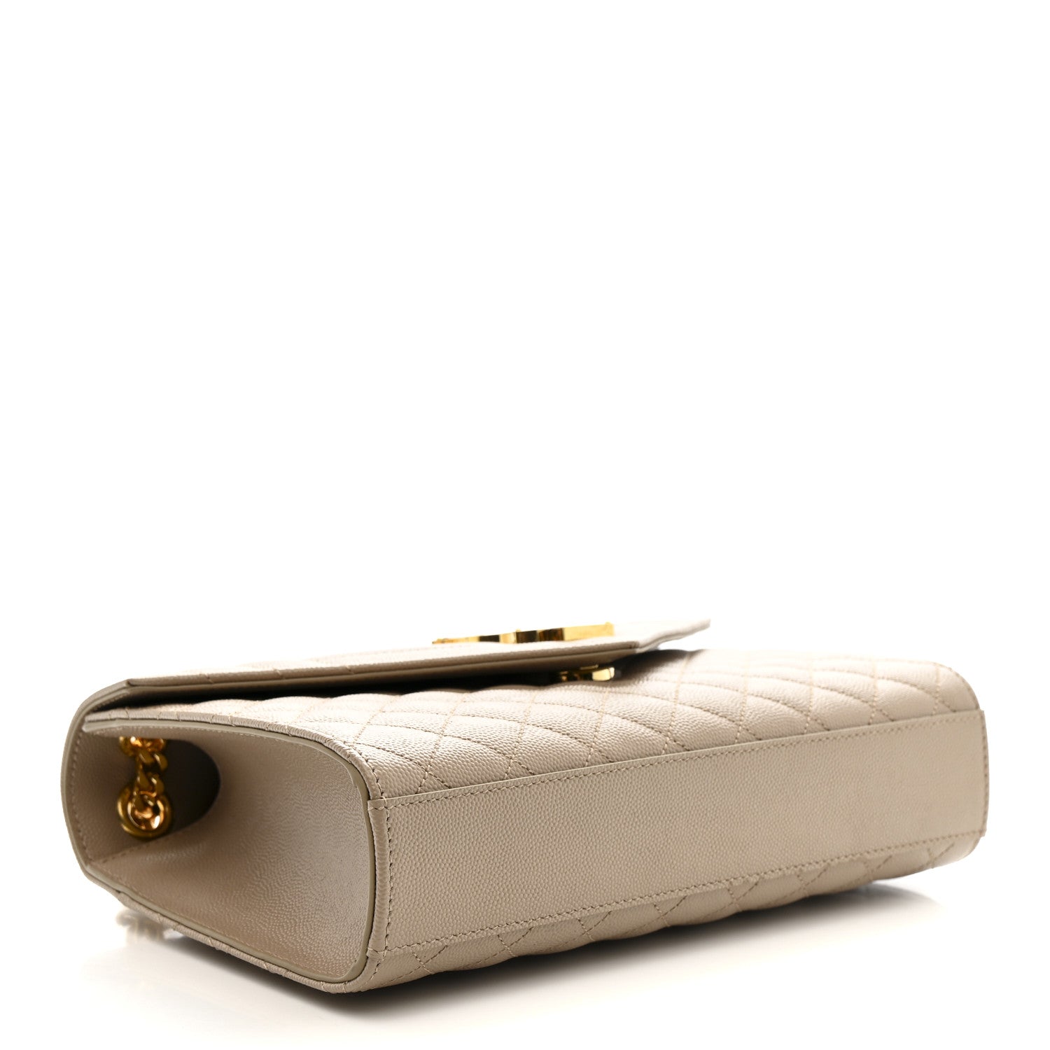 Grain De Poudre Textured Mixed Matelasse Medium Triquilt Monogram Satchel Dark Beige