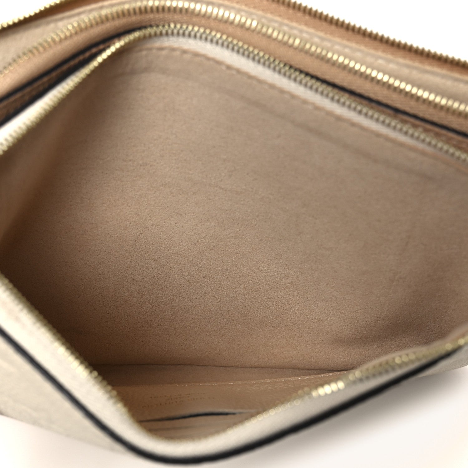 Empreinte Double Zip Pochette Beige Rose Creme