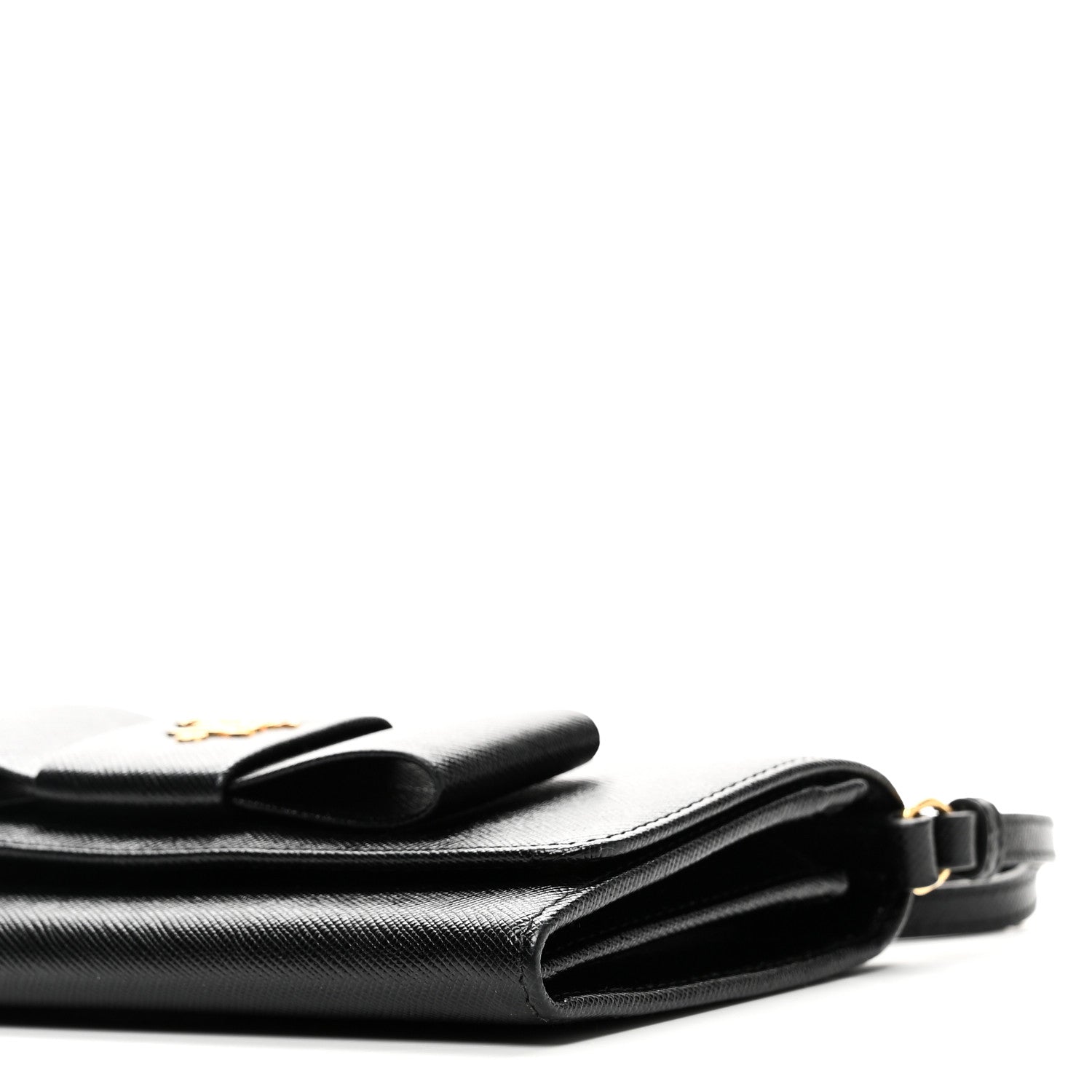 Saffiano Bow Flap Wallet Black