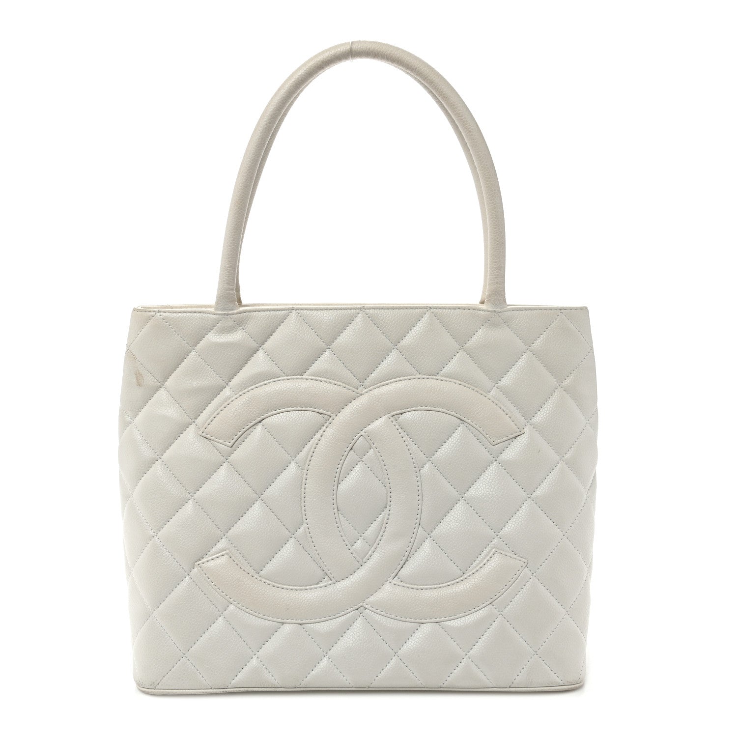 Caviar Quilted Medallion Tote White