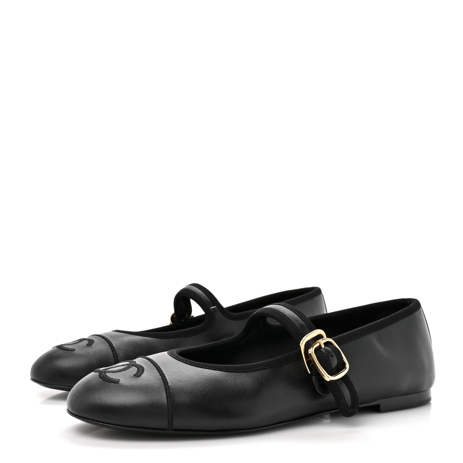 Lambskin Mary Jane Flats 38.5 Black