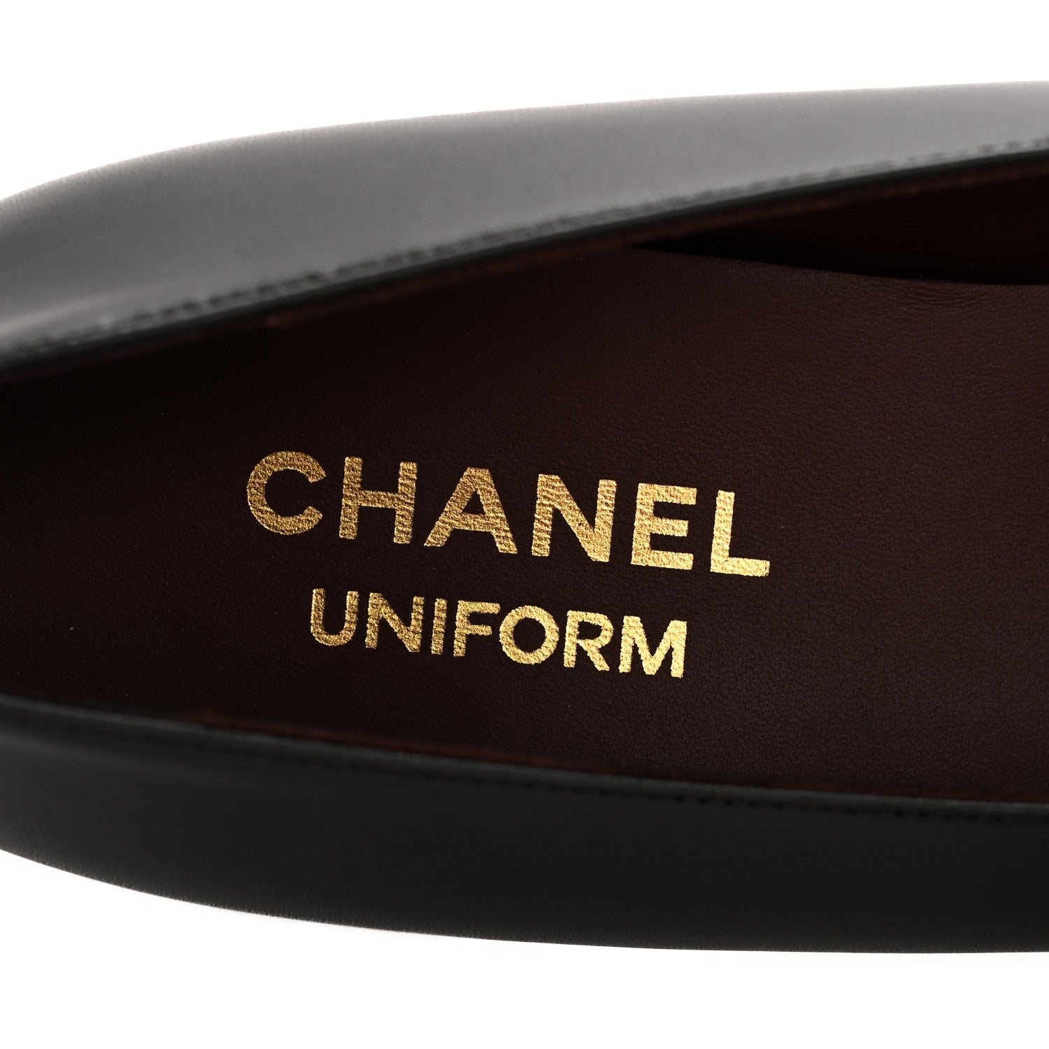 Lambskin Cap Toe CC Uniform Ballerina Flats 37 Black