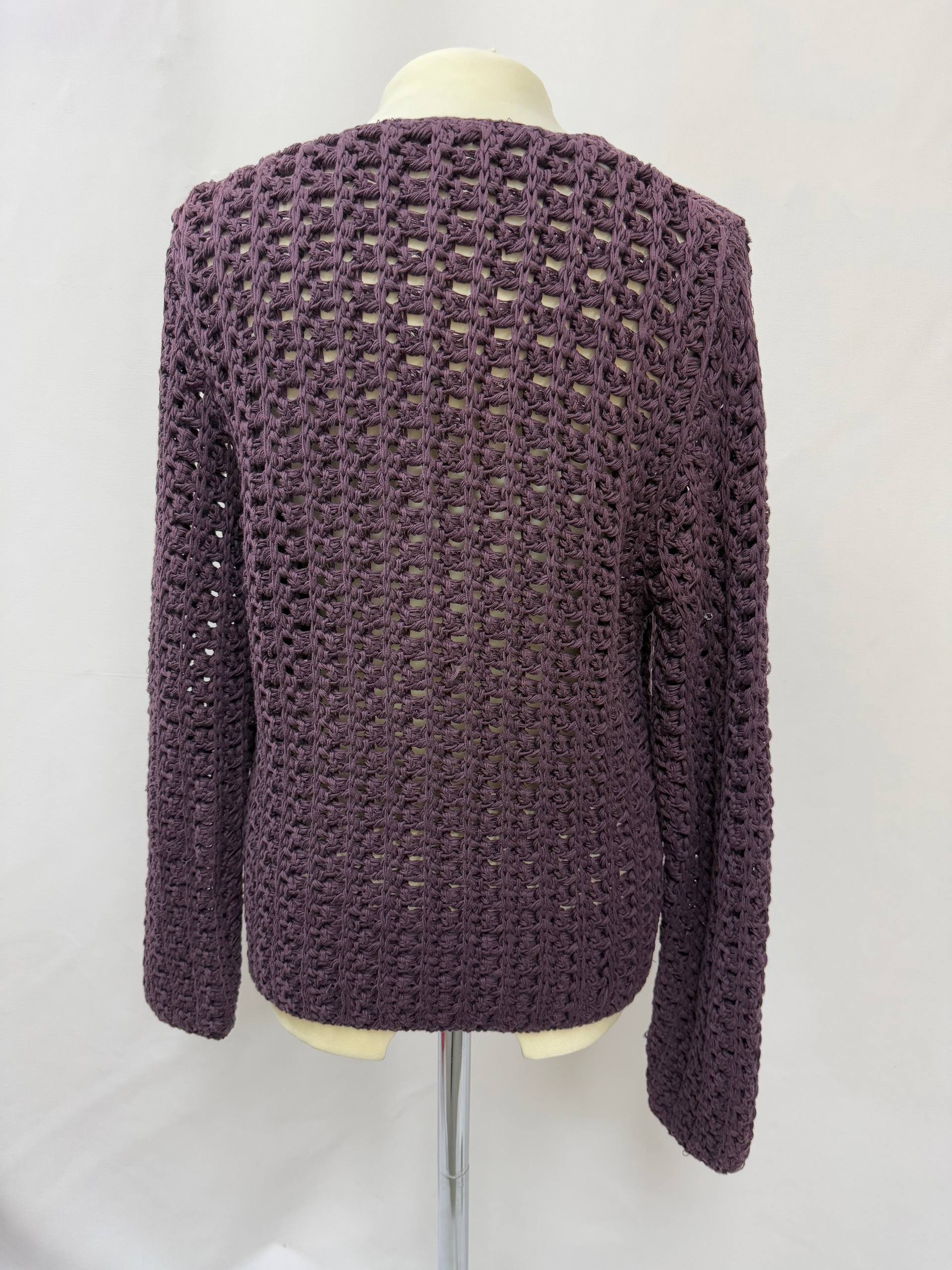 Women's Gucci Crochet Knitted Sweater in Purple Cotton