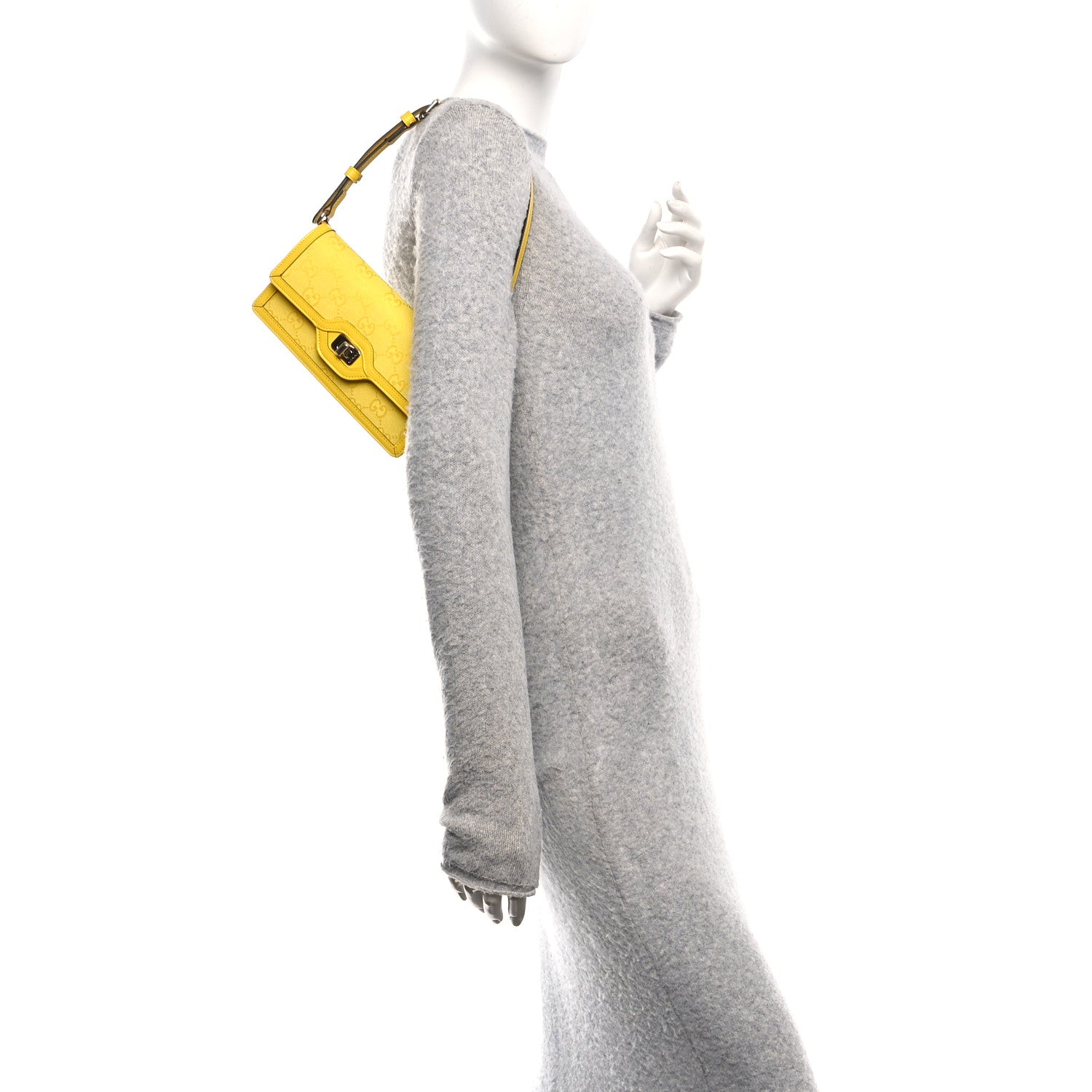 GG Monogram Scratch Lux Calfskin Mini Luce Shoulder Bag Yellow