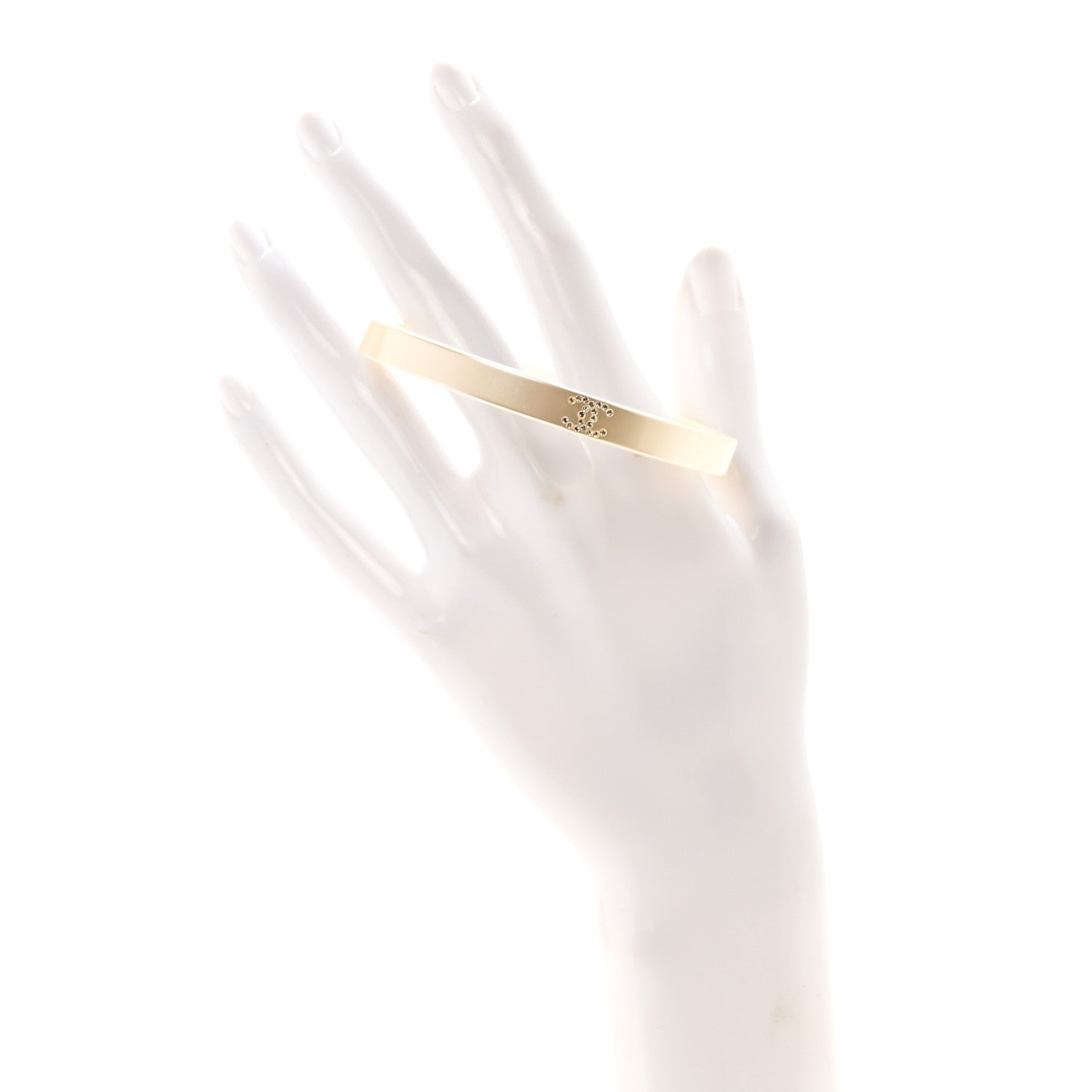 Resin Crystal CC Bangle Bracelet White