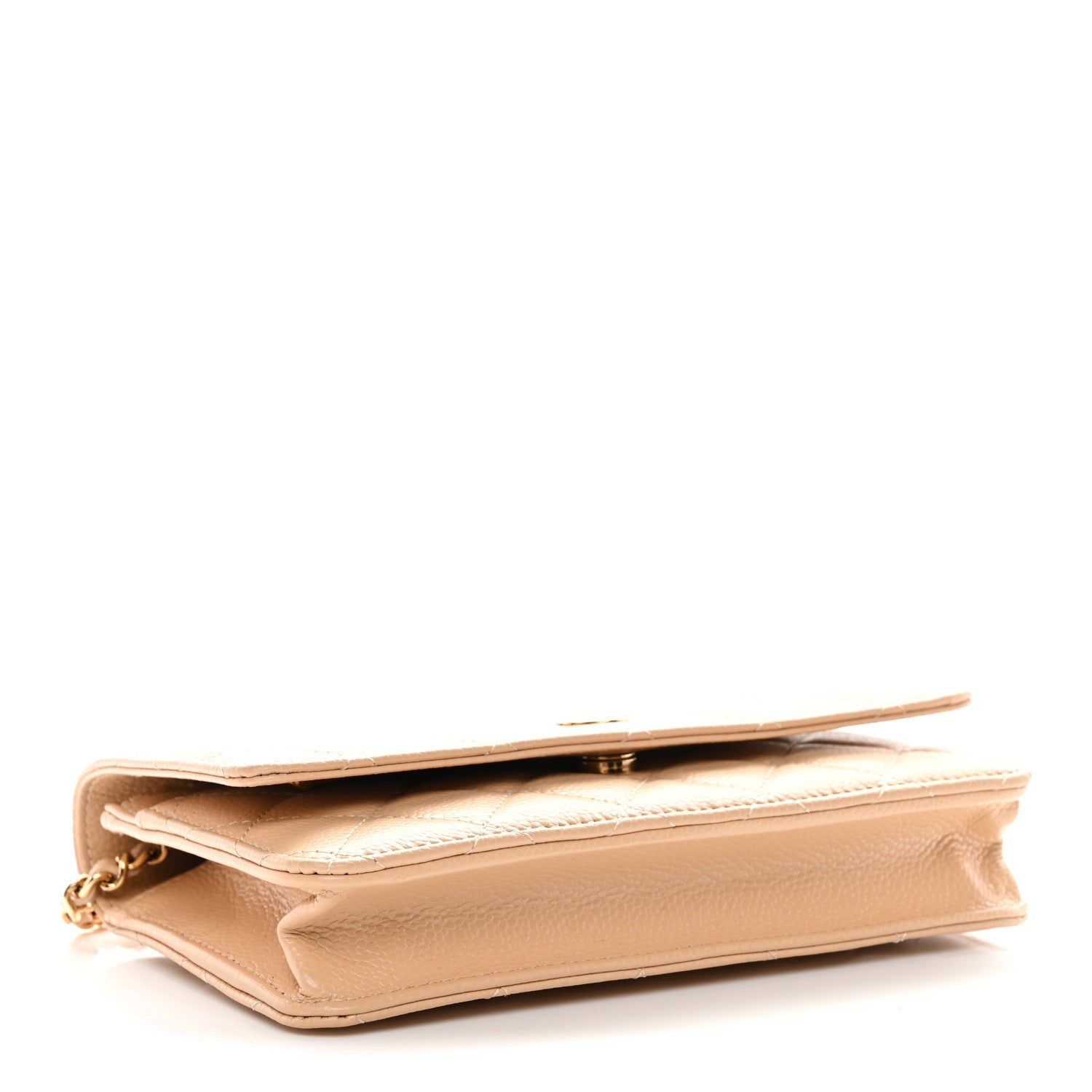 Caviar Quilted Wallet on Chain WOC Beige