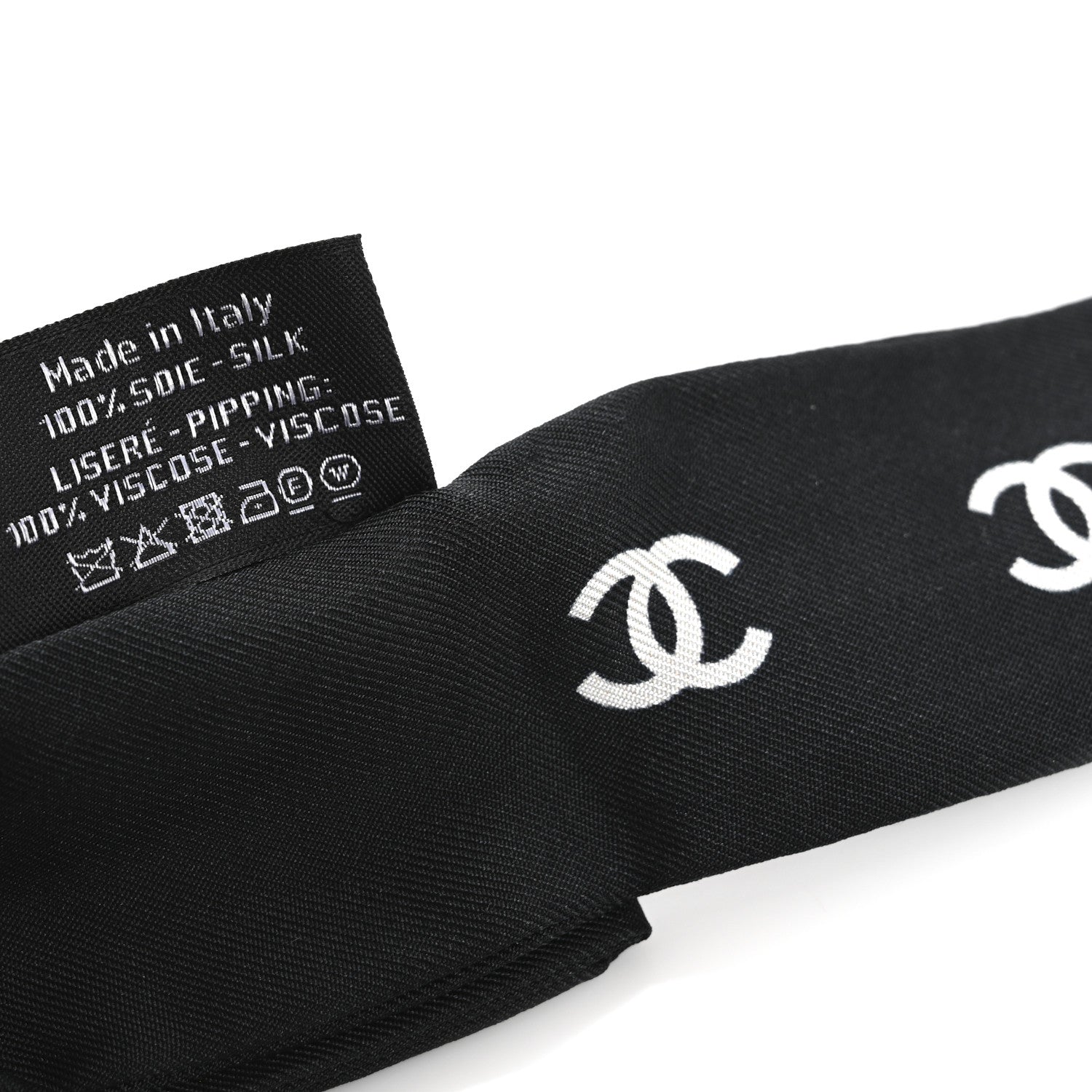 Silk CC Hair Tie Black Ecru