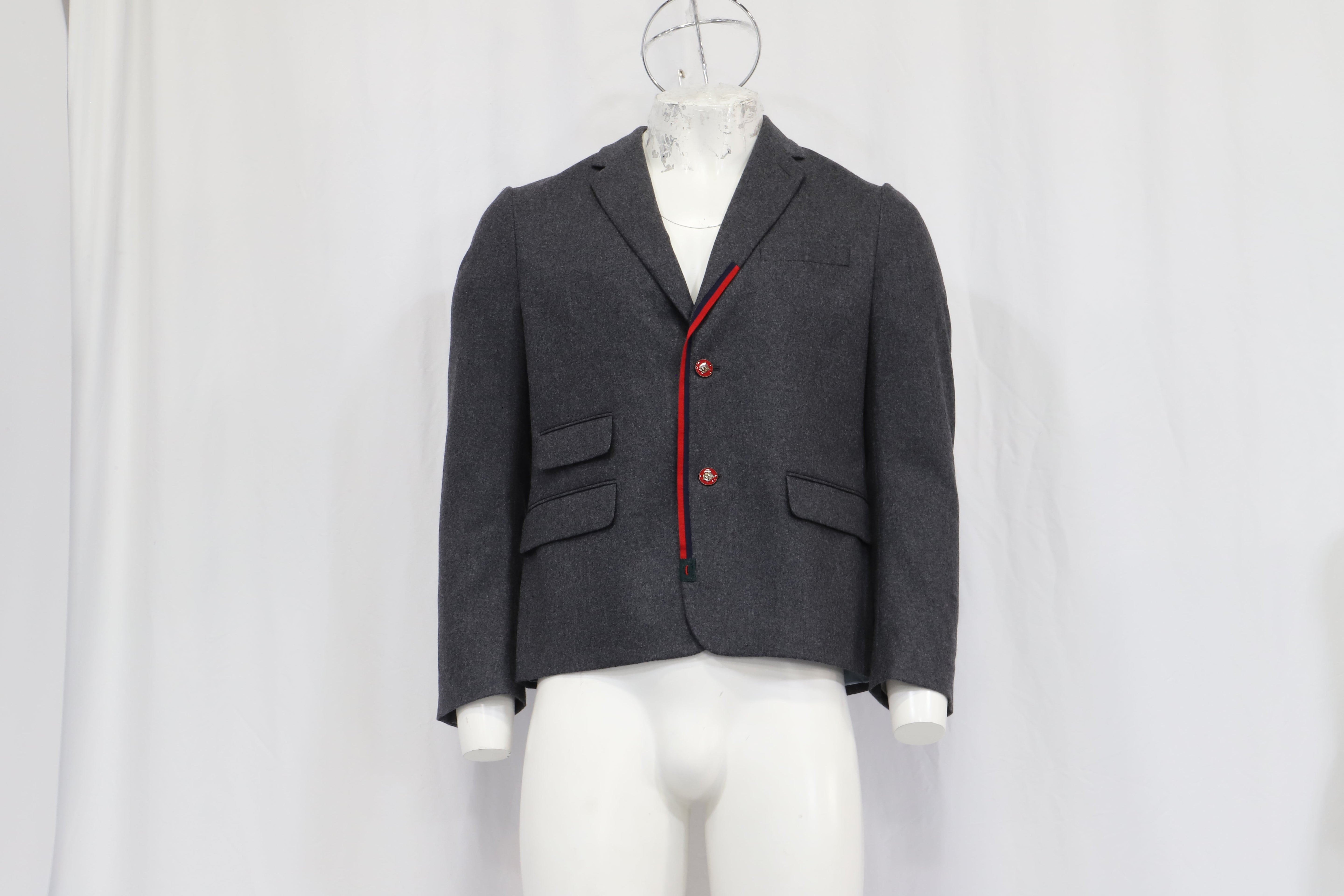 Men's Gucci Cambridge Flannel Jacket In Grey Wool