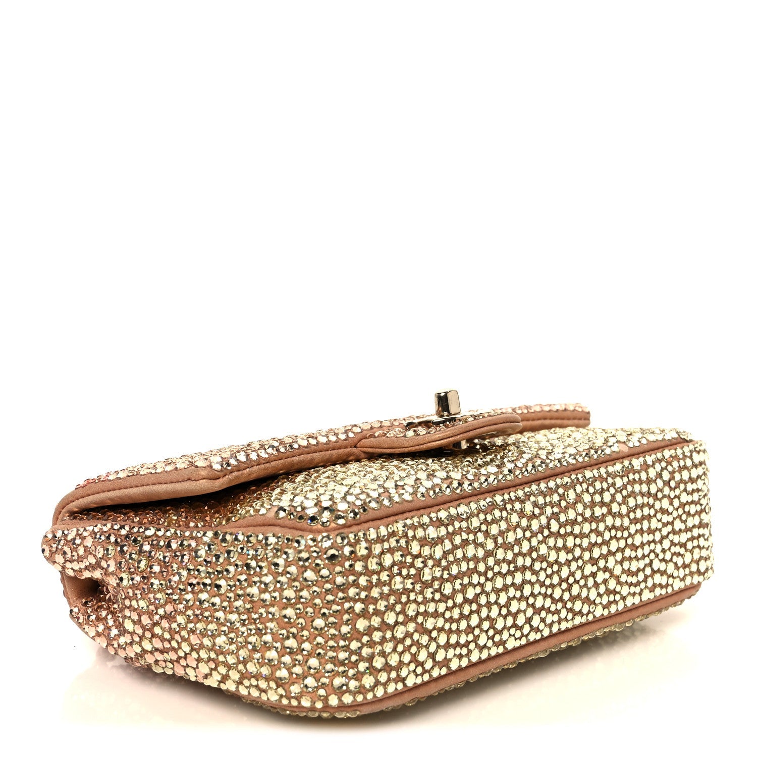 Suede Calfskin Crystal Mini Flap Pink Golden