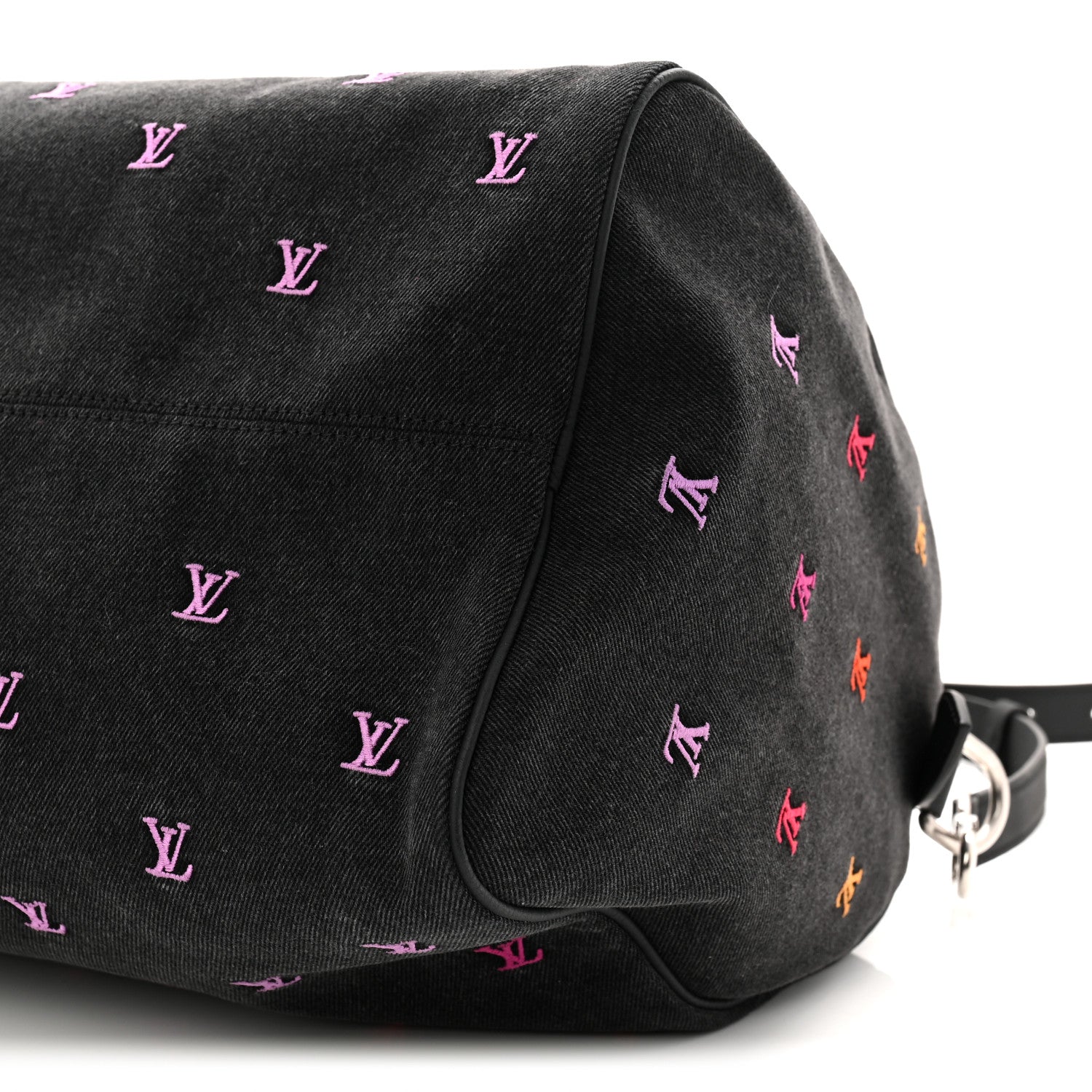 LV Blason Denim Calfskin Speedy Bandouliere 40 Black Gradient Orange