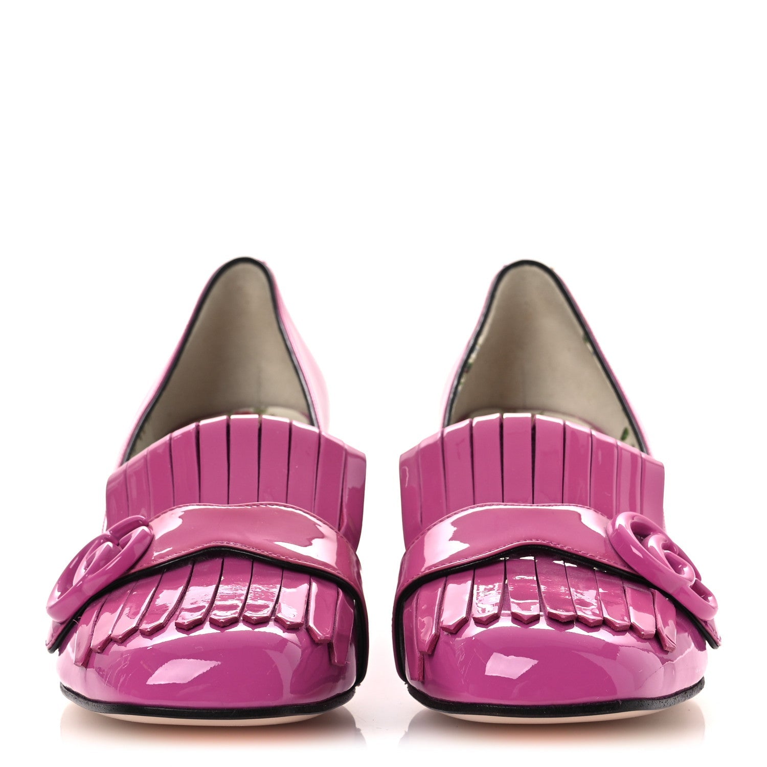 Vernice GG Marmont Fringe 50mm Loafer Pumps 39 Rododendro