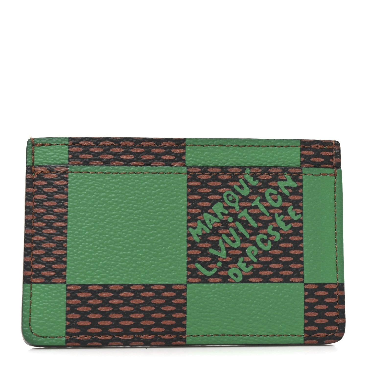 Damier Pop Porte Cartes Simple Card Holder Green