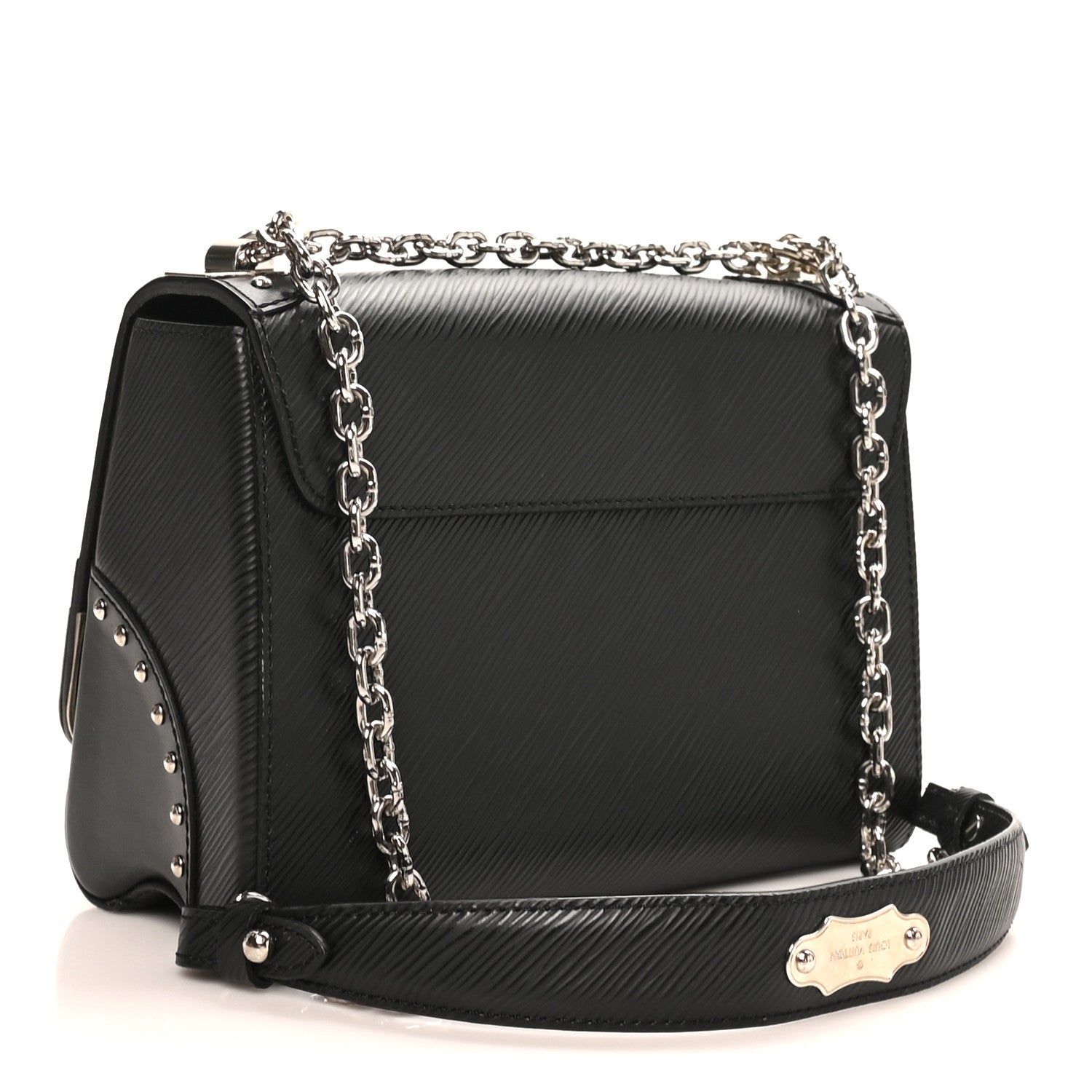 Epi Studded Mirror Twist Shoulder Bag MM Black