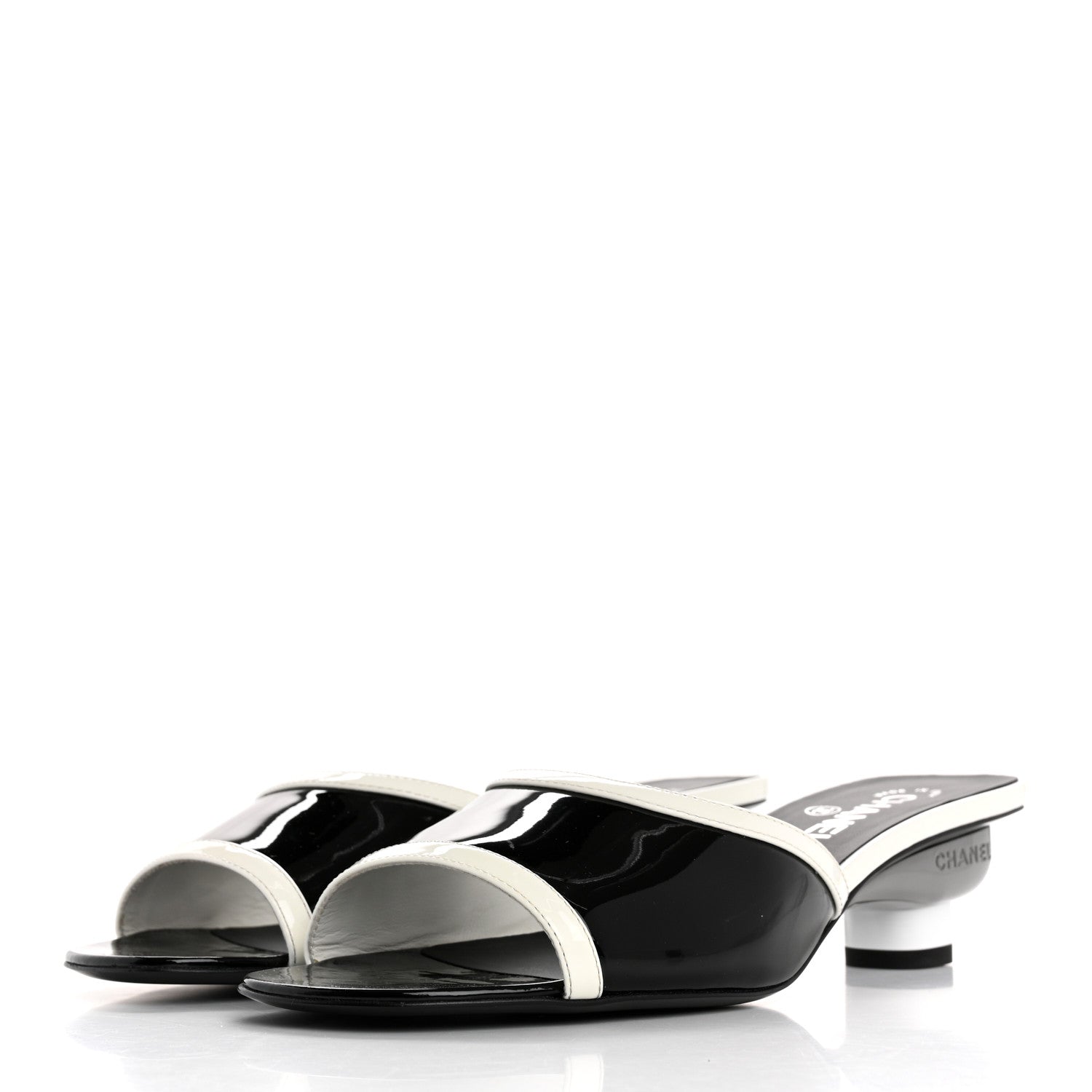 Patent Calfskin Mules  39 Black White Grey
