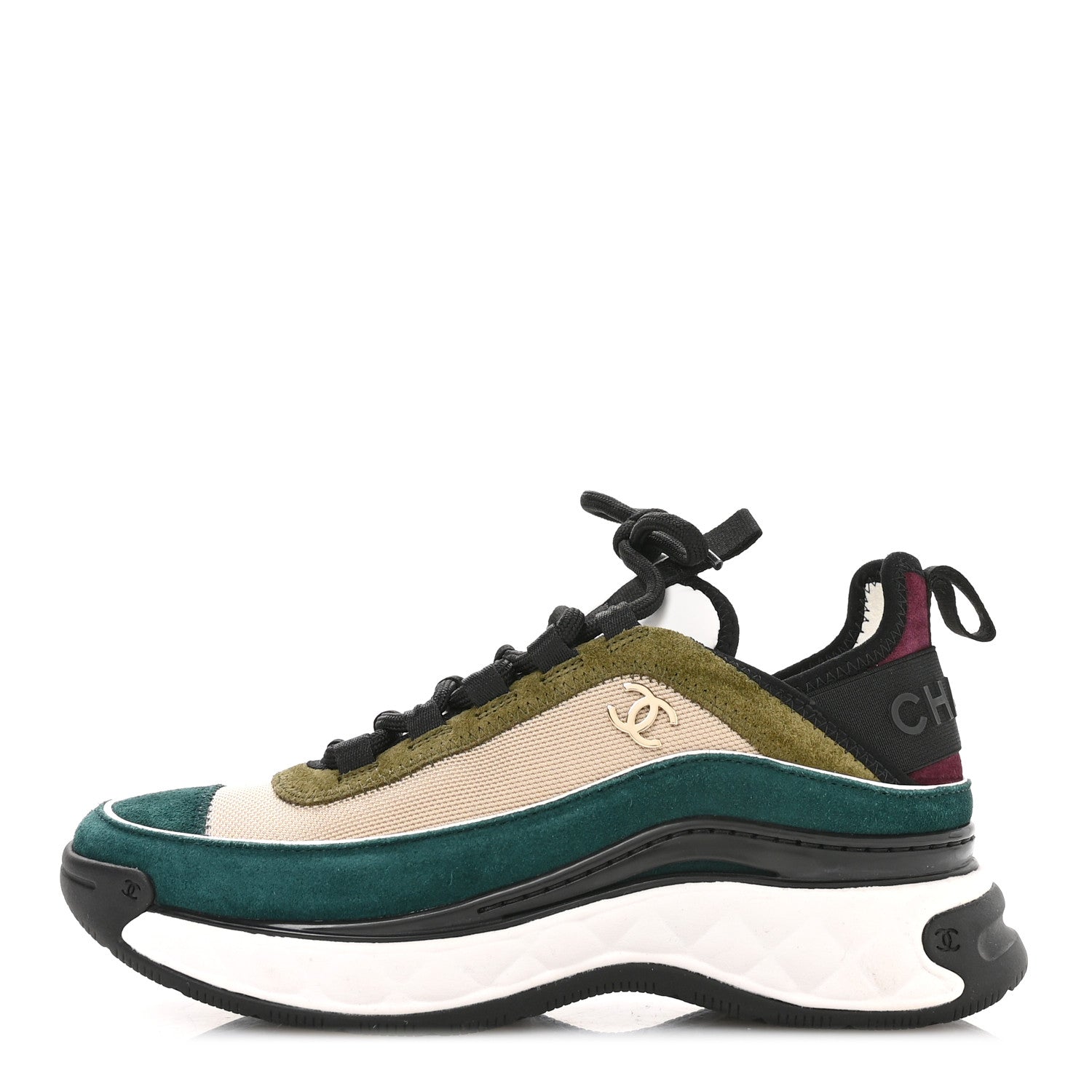 Fabric Suede CC Sneakers 36.5 Beige Dark Green Green