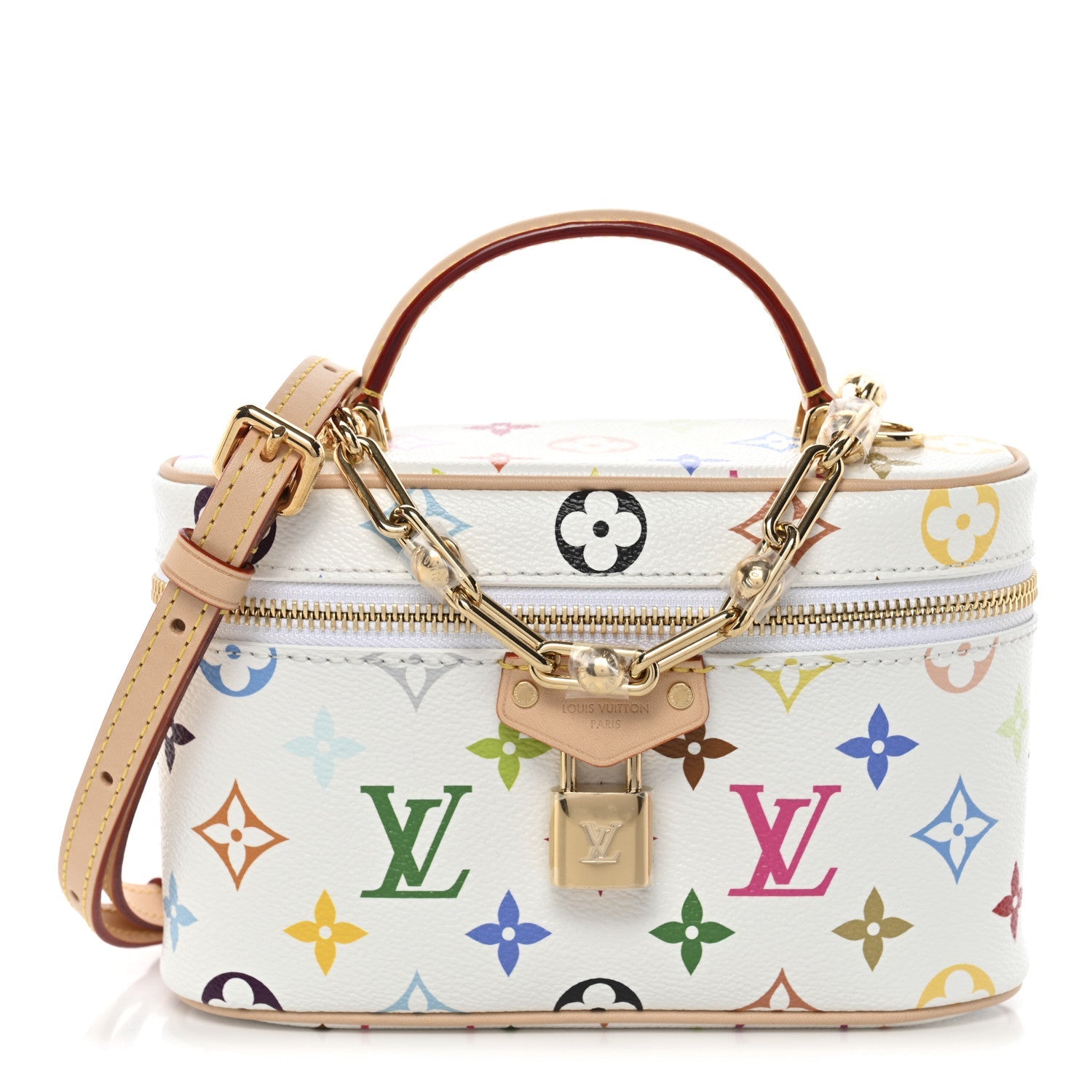 LV x TM Monogram Multicolor Vanity Chain Pouch White