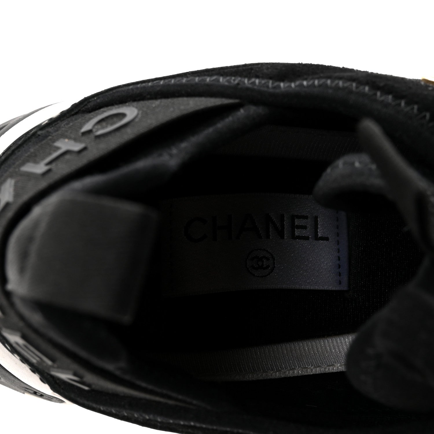 Velvet Calfskin Mixed Fibers CC Sneakers 38 Black