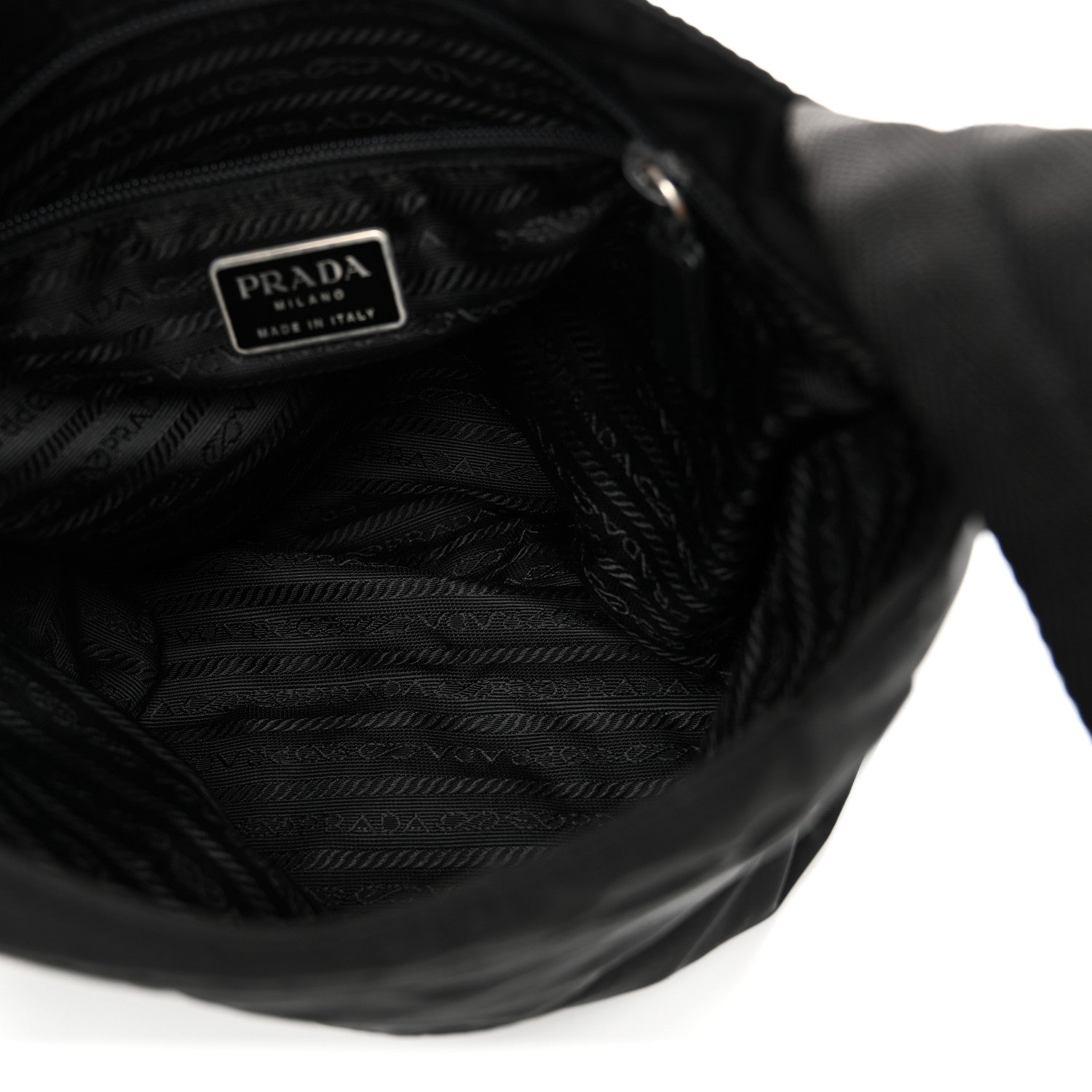 Tessuto Nylon Saffiano Flat Messenger Bag Black