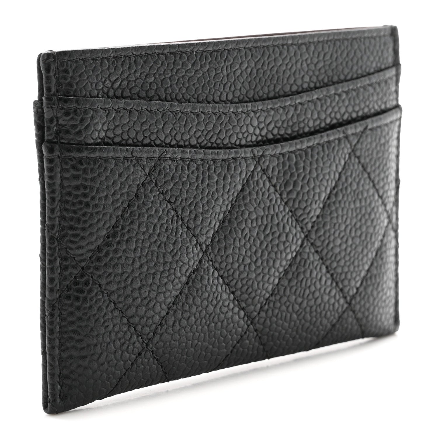 Caviar Quilted Card Holder Black