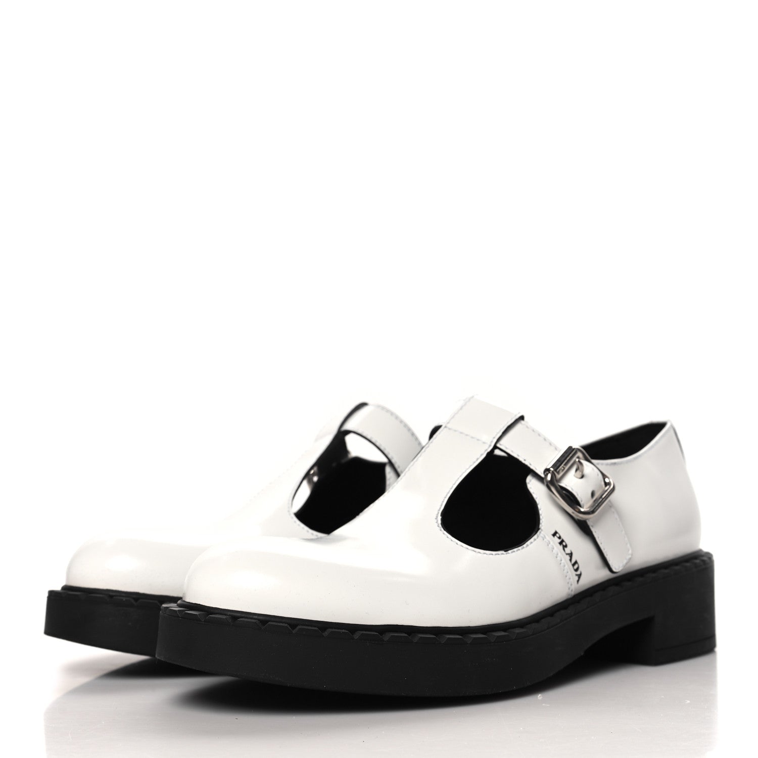 Spazzolato Womens Mary Jane T Strap 40mm Loafers 39.5 White
