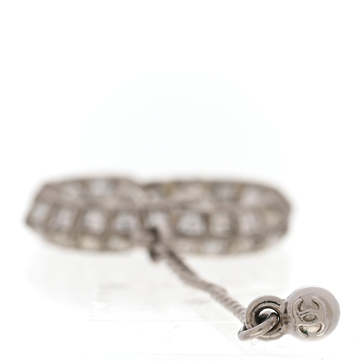 Baguette Crystal CC Drop Earrings Silver