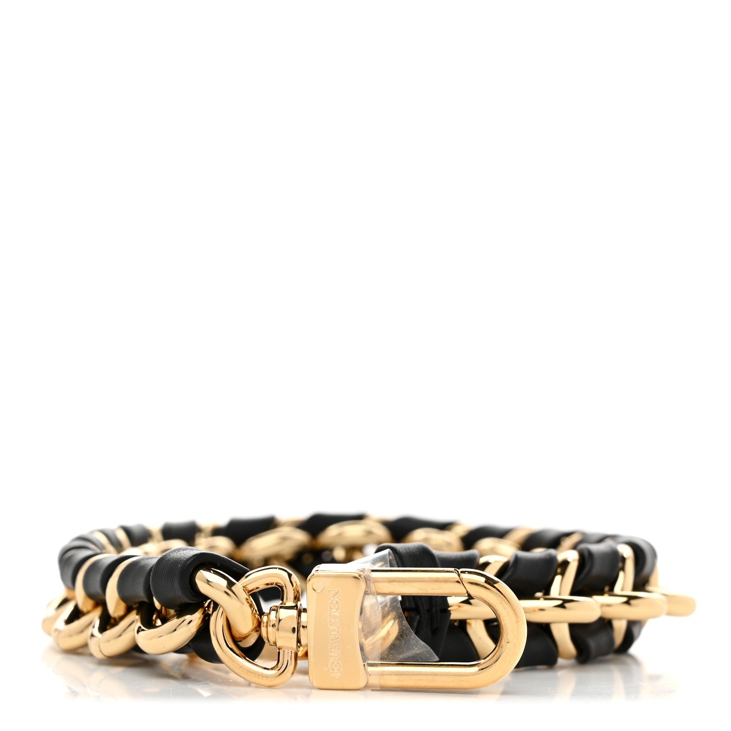 Calfskin Vanity Chain Pouch Shoulder Strap Black Gold