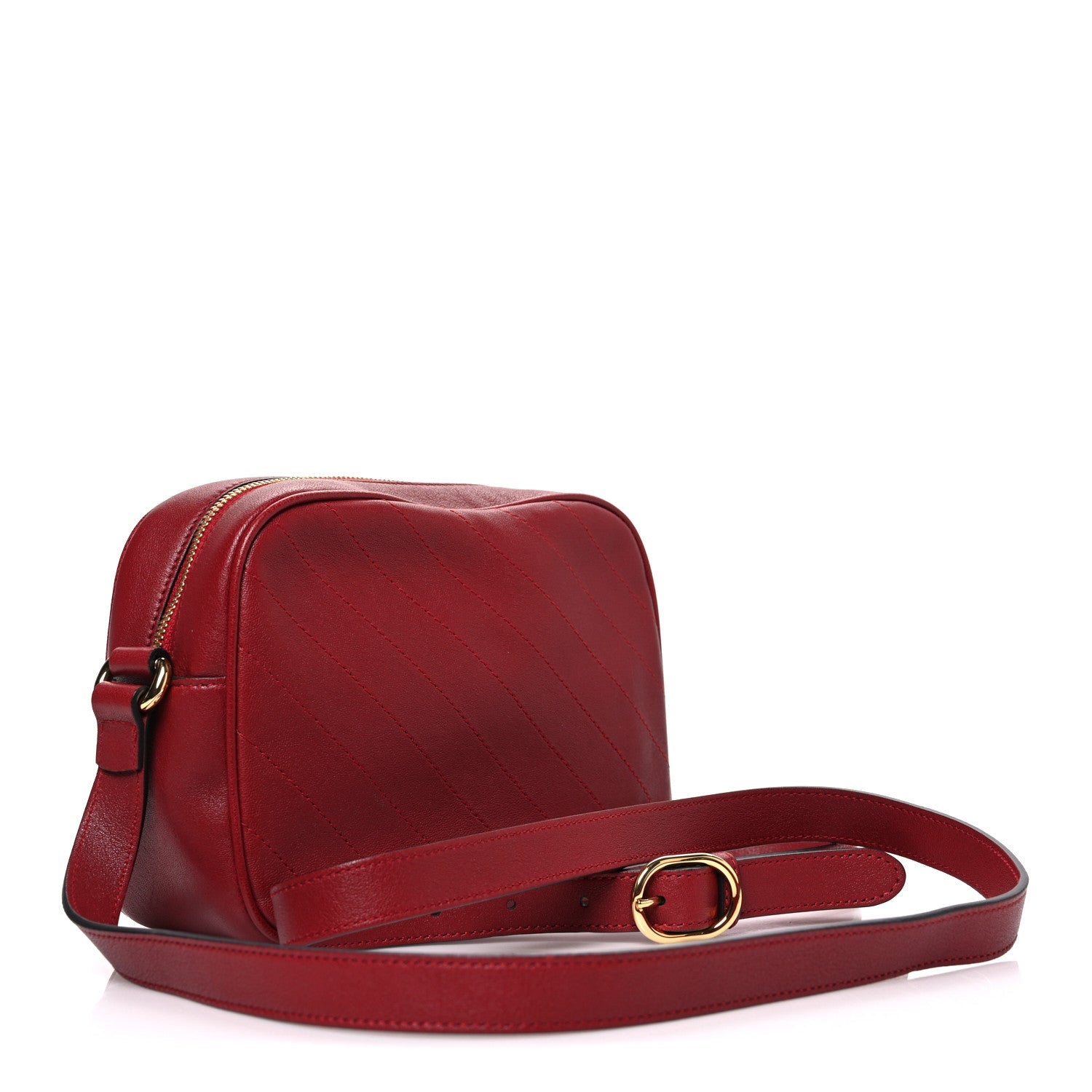 Sakai Be Green Calfskin Diagonal Stitched Small Blondie Shoulder Bag Rosso