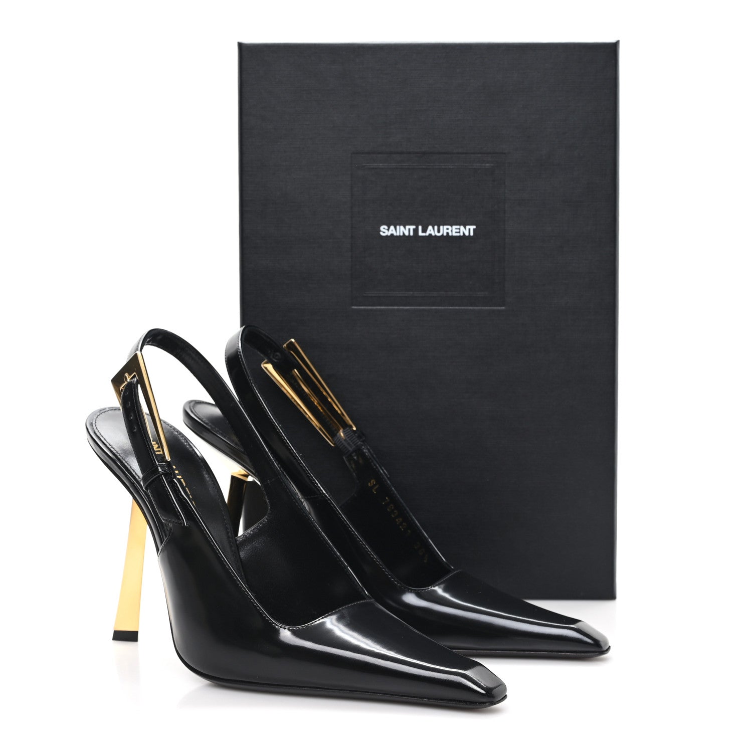 Glazed Calfskin Lee 110 Slingback Pumps 36.5 Black