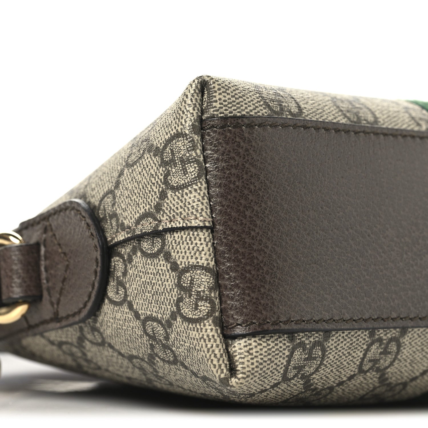 GG Supreme Monogram Textured Dollar Calfskin Web Small Ophidia Dome Shoulder Bag Beige Ebony New Acero