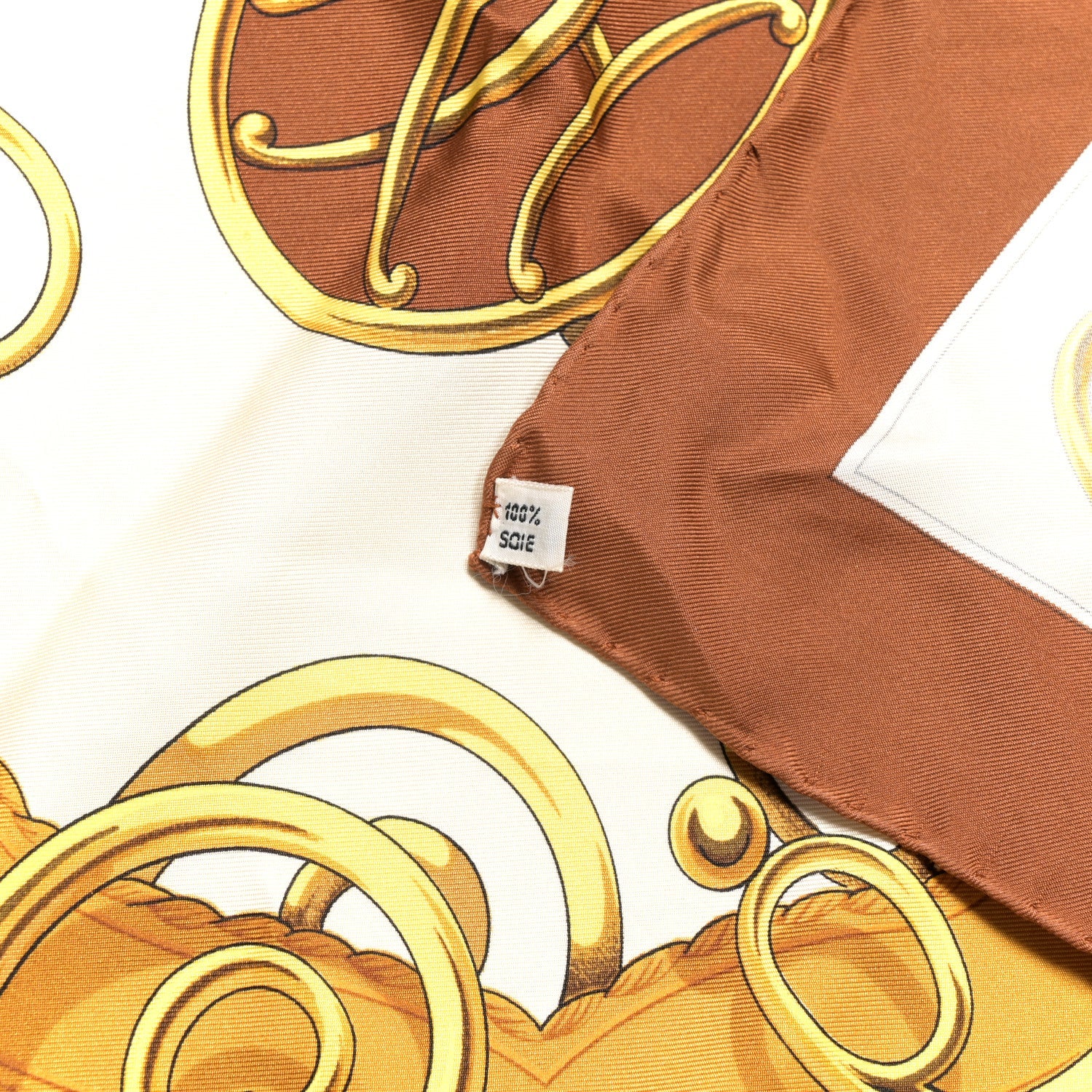 Silk Lift Profile Scarf 90 Creme Brown Yellow