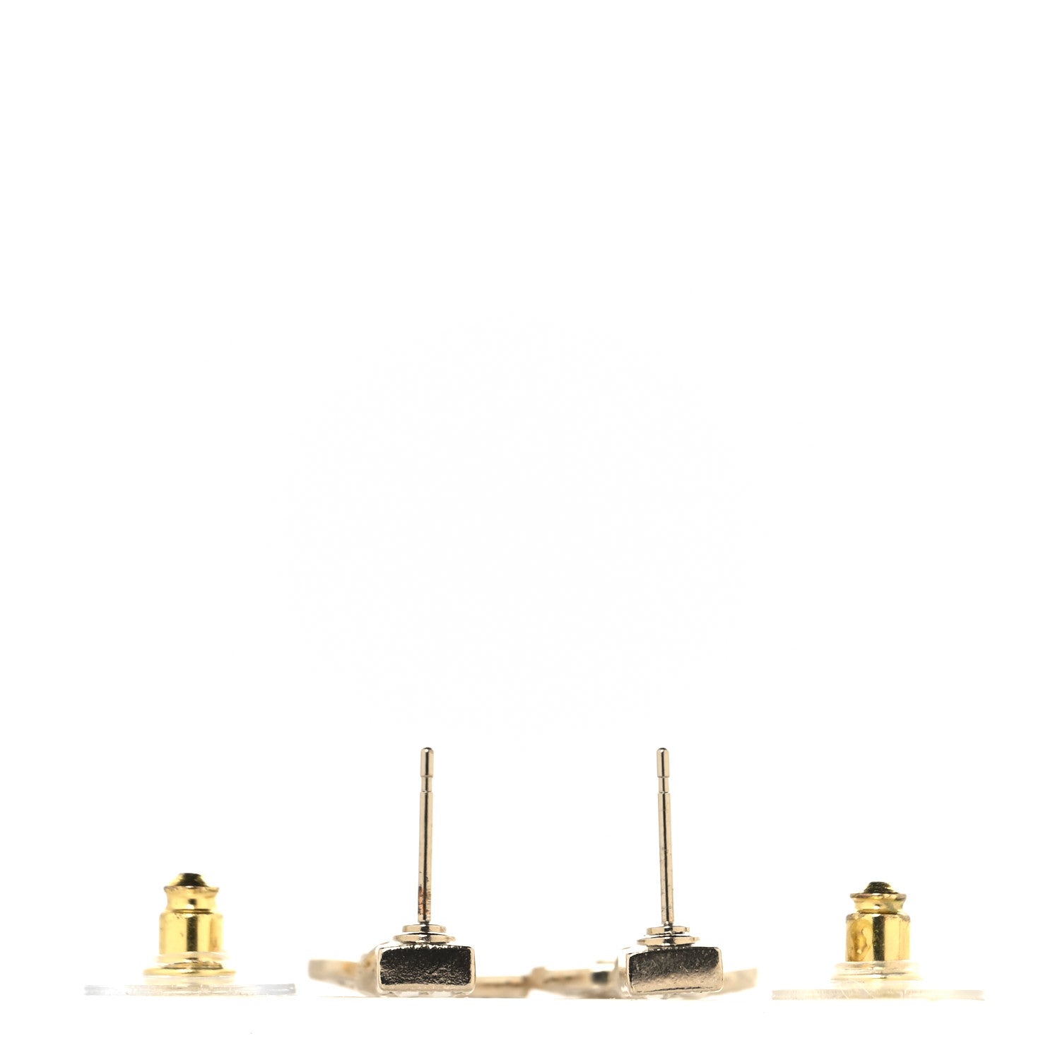Metal Crystal Baguette CC Chain Drop Earrings Gold