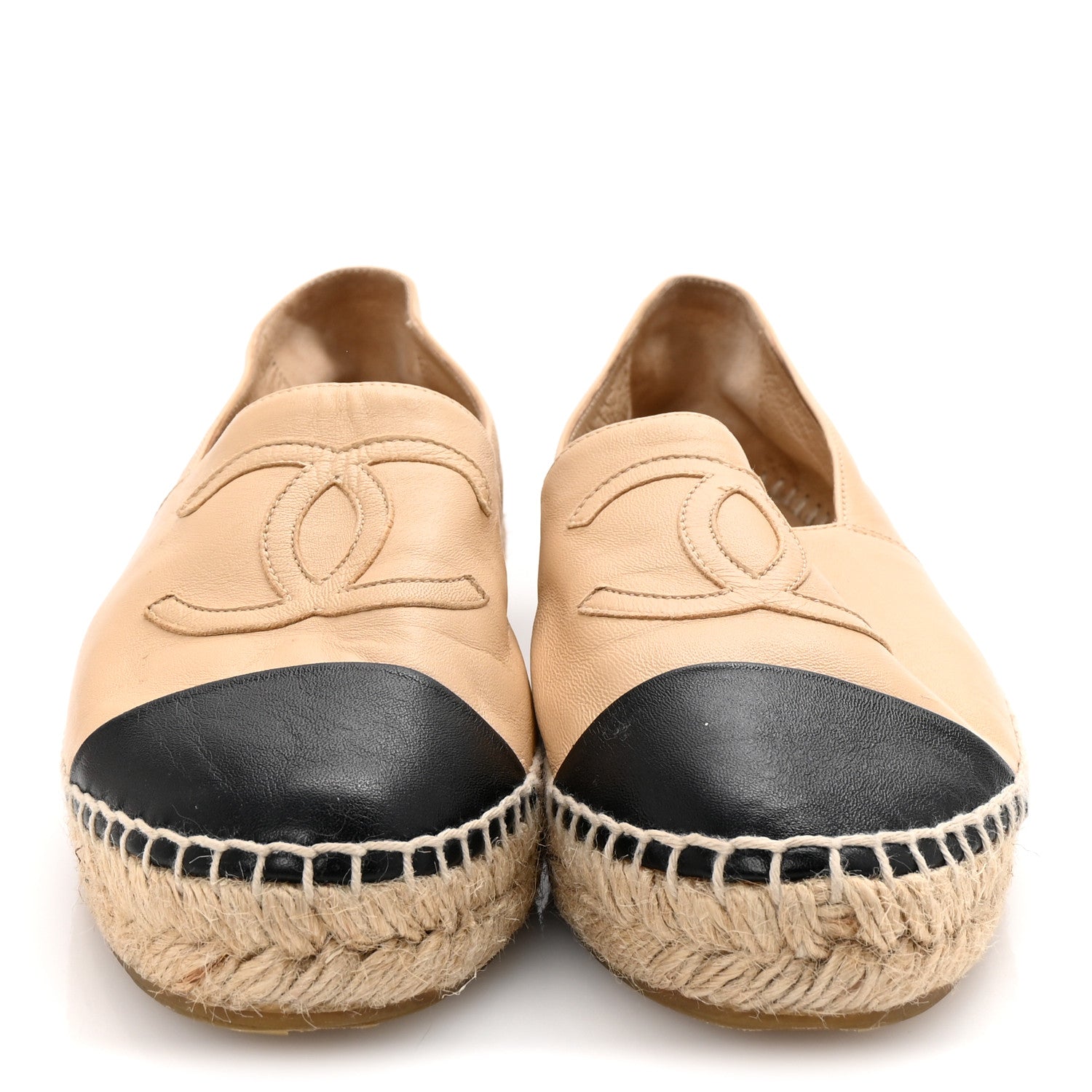 Lambskin CC Espadrilles 37 Beige Black