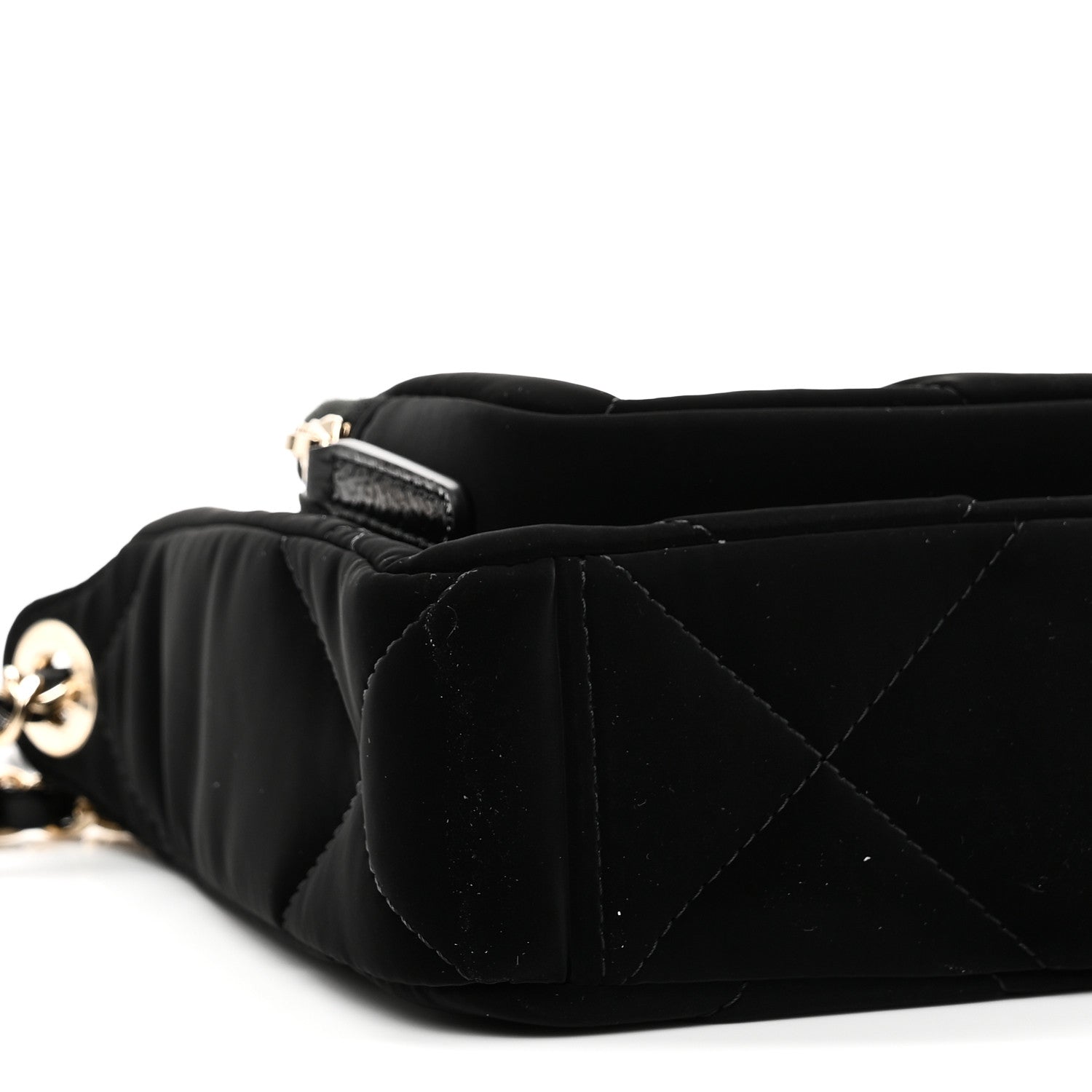 Velvet Effect Nylon Shiny Crumpled Calfskin Quilted Chanel 25 Clutch With Chain Black