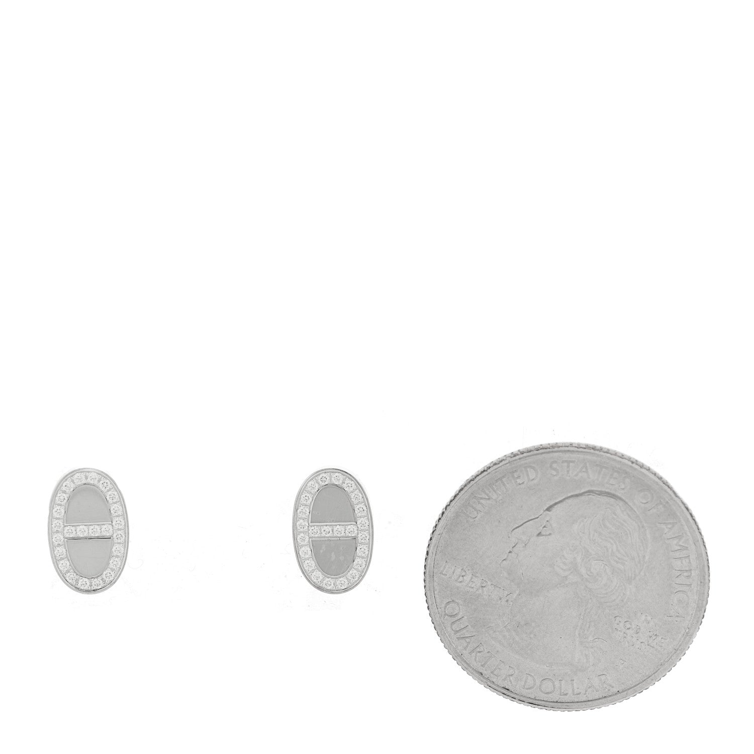 18K White Gold Diamond Chaine d'Ancre Contour Stud Earrings