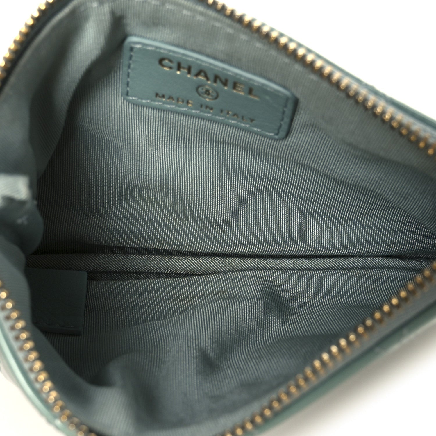 Patent Quilted Small Cosmetic Case Light Blue