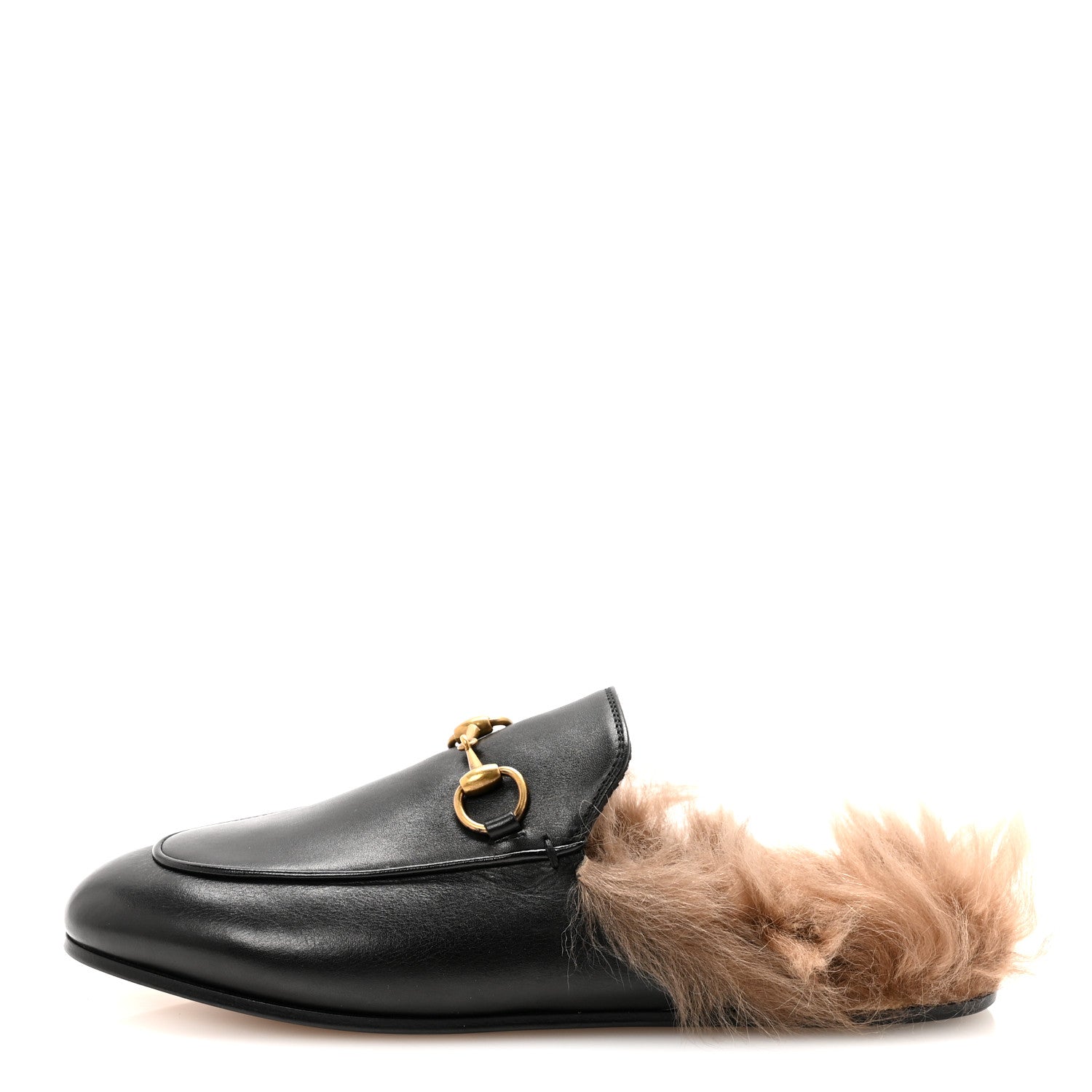 Calfskin Fur Womens Princetown Slippers 36 Black