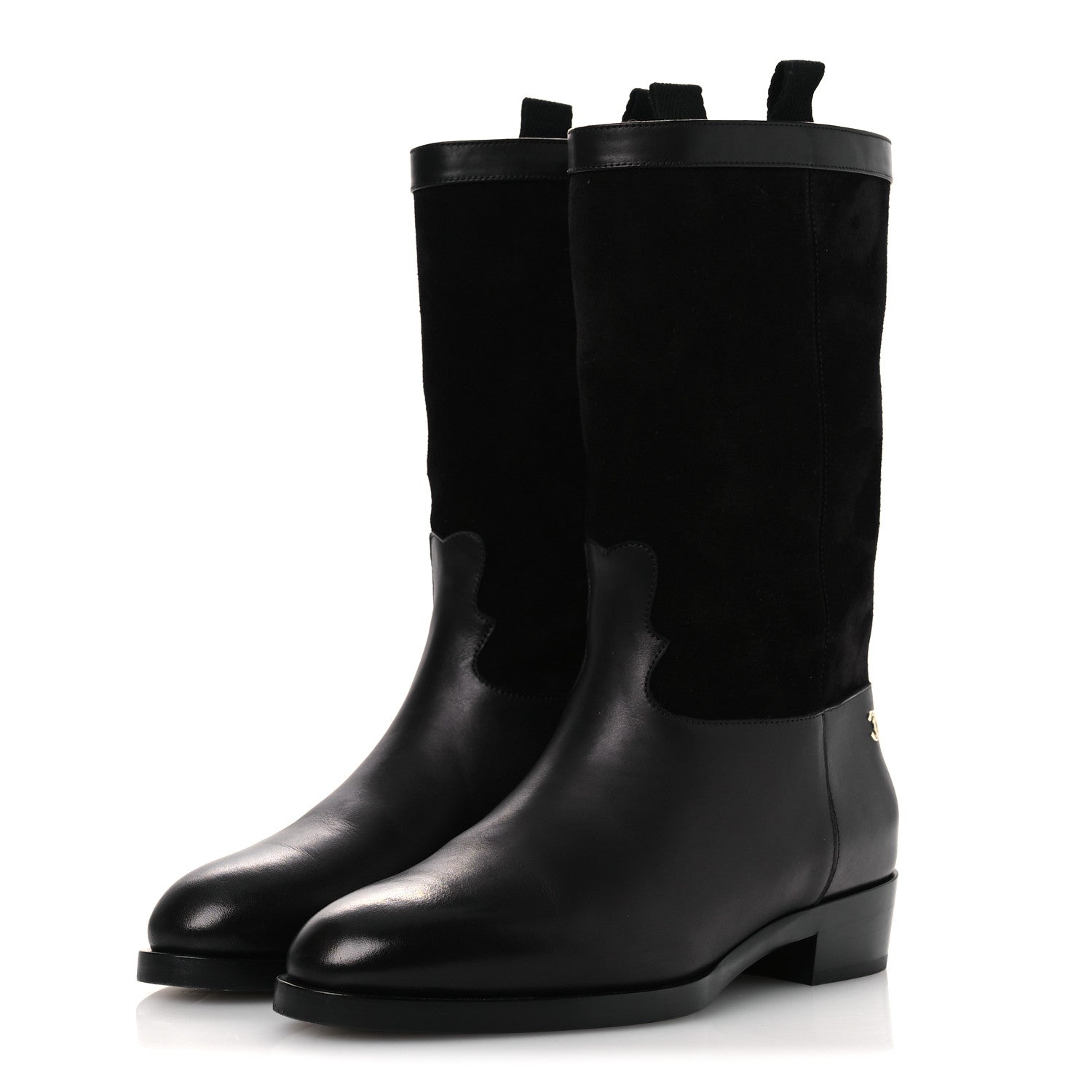 Suede Calfskin CC Short Boots 37 Black