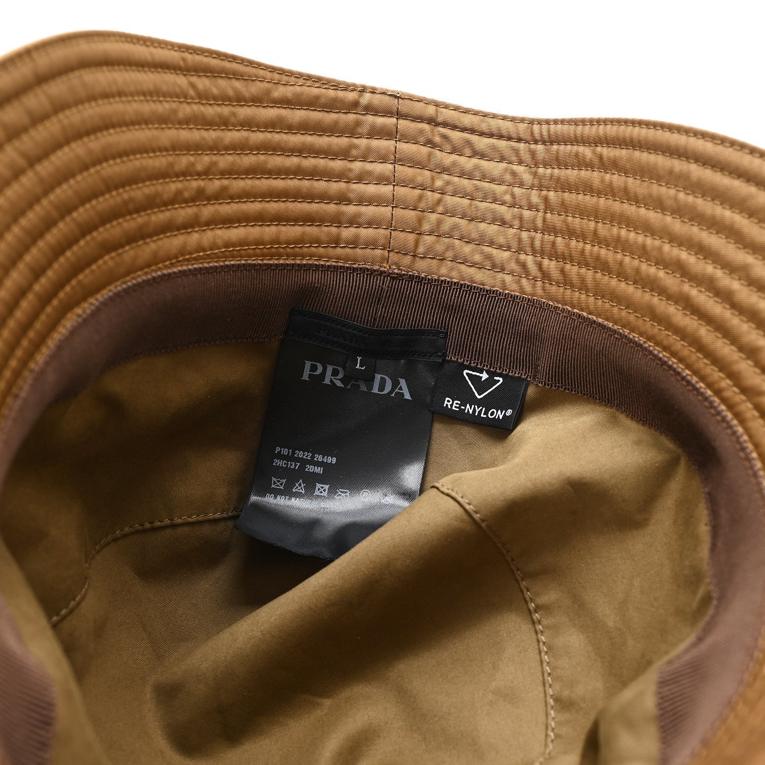 Re-Nylon Metal Triangle Logo Mens Bucket Hat L Tabacco