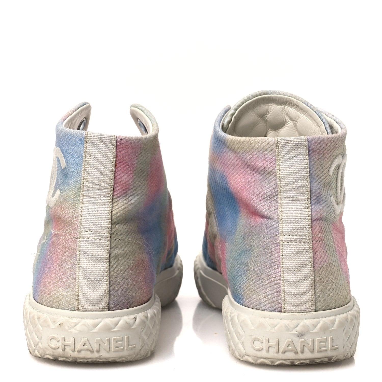 Printed Fabric High Top CC Sneakers 39 Green Pink Blue White