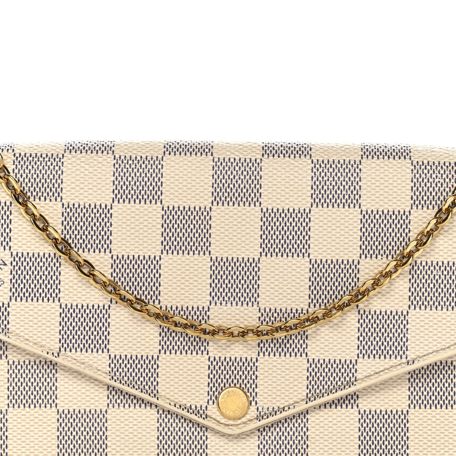 Damier Azur Pochette Felicie Chain Wallet Rose Ballerine