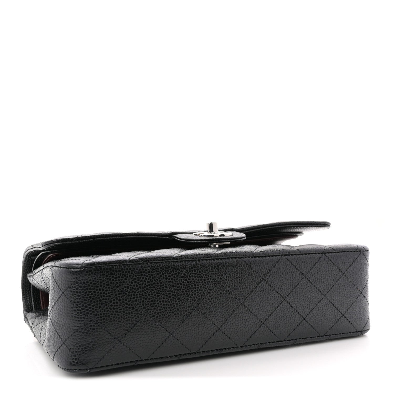 Caviar Quilted Medium Double Flap Black
