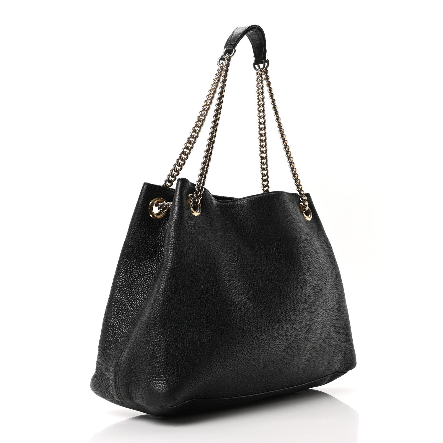 Pebbled Calfskin Medium Soho Chain Shoulder Bag Black