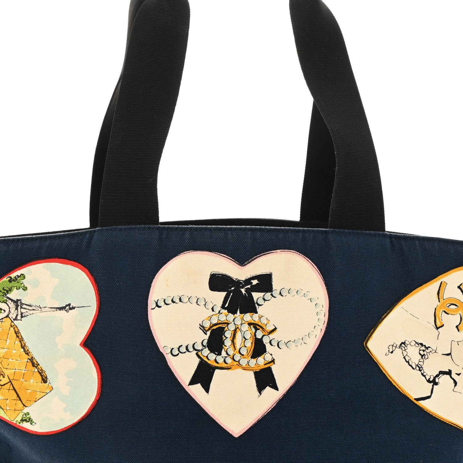 Canvas Coco Hearts Print Tote Blue